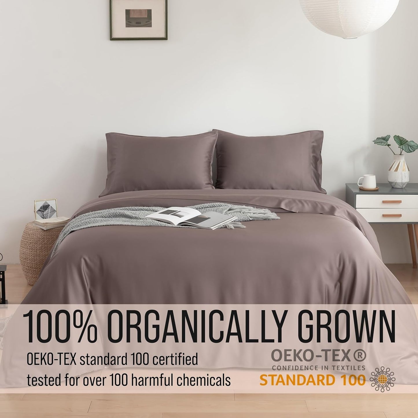 Bella Coterie Luxury Bamboo Viscose Twin XL Size Sheet Set | 100% Organically Grown | Ultra Soft | Cooling for Hot Sleepers | 18" Deep Pocket [Mocha]