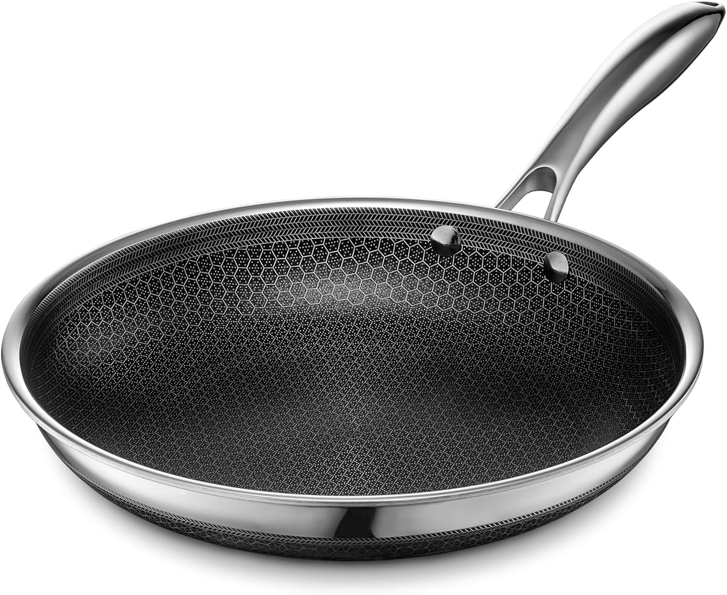 HexClad Hybrid Nonstick 10-Inch Frying Pan, Stay-Cool Handle, Dishwasher-Friendly, Oven-Safe Up to 900°F, Induction Ready, Compatible with All Cooktops