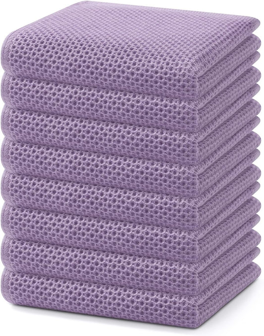 Homaxy 100% Cotton Waffle Weave Kitchen Dish Towels, Ultra Soft Absorbent Quick Drying Cleaning Towel, 13 x 28 Inches, 8-Pack, Lavender