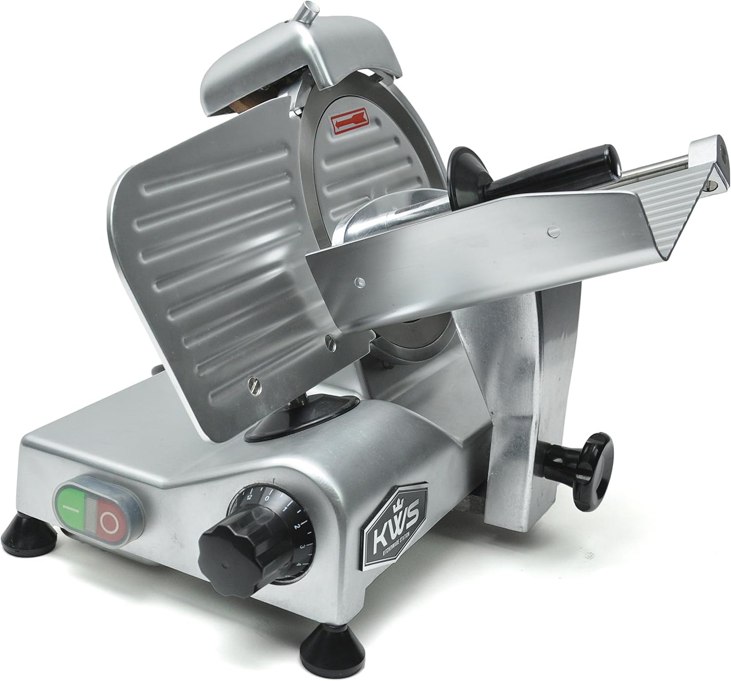 KWS MS-6ST Premium 200w Electric Slicer 7.67-Inch in Silver Teflon Blade, Frozen Meat Deli Meat Cheese Food Slicer Low Noises Commercial and Home Use