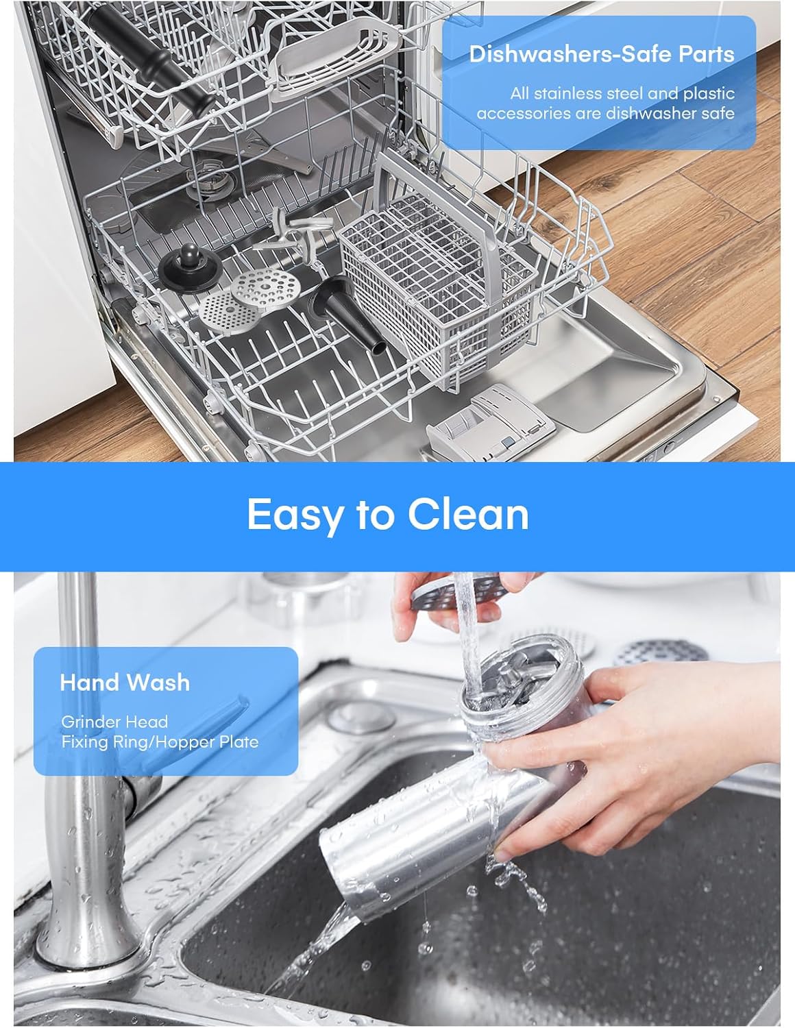 Meat Grinder Heavy Duty, 3000W Max Ultra Powerful, 5 in 1 HOUSNAT Multifunction Electric Meat Grinder, Sausage Stuffer, Slicer/Shredder/Grater, Kubbe & Tomato Juicing Kits, Home Kitchen Use