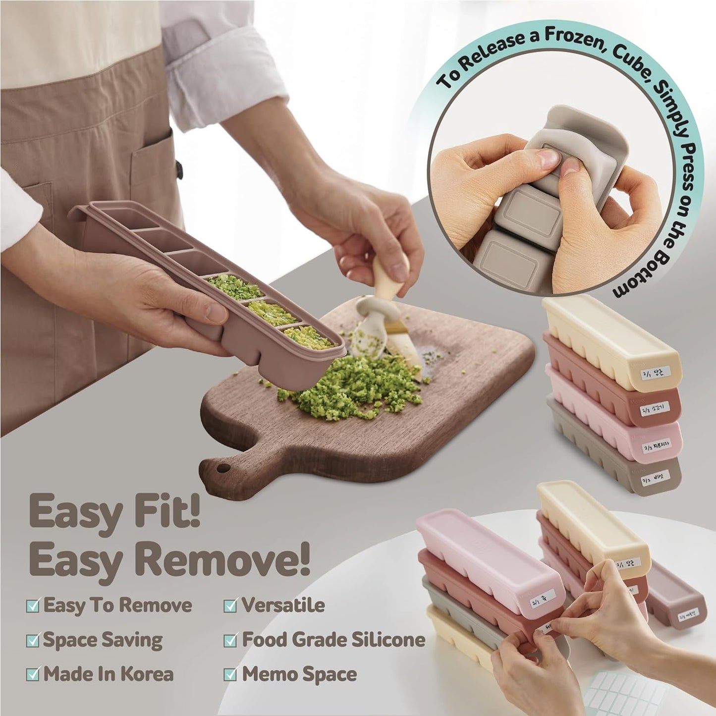 Silicone Freezer Trays with Lid, 2ea 1oz 6 Section - Leak Proof Silicone Freezer molds for Homemade Baby Food Breastmilk, Purees, Vegetables, Baby Food Jars Ice Tray with Lid BPA Free IndiePink