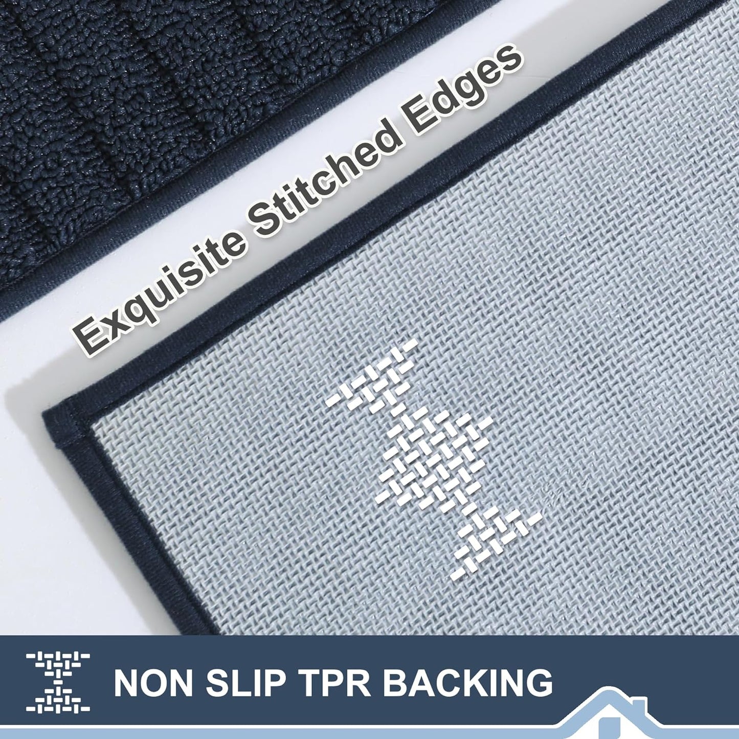 BEQHAUSE-Kitchen-Rugs-and-Mats Non Slip Kitchen Mats for Floor Absorbent Kitchen Rugs Machine Washable Kitchen Floor Mat,Navy Blue 20”x30”