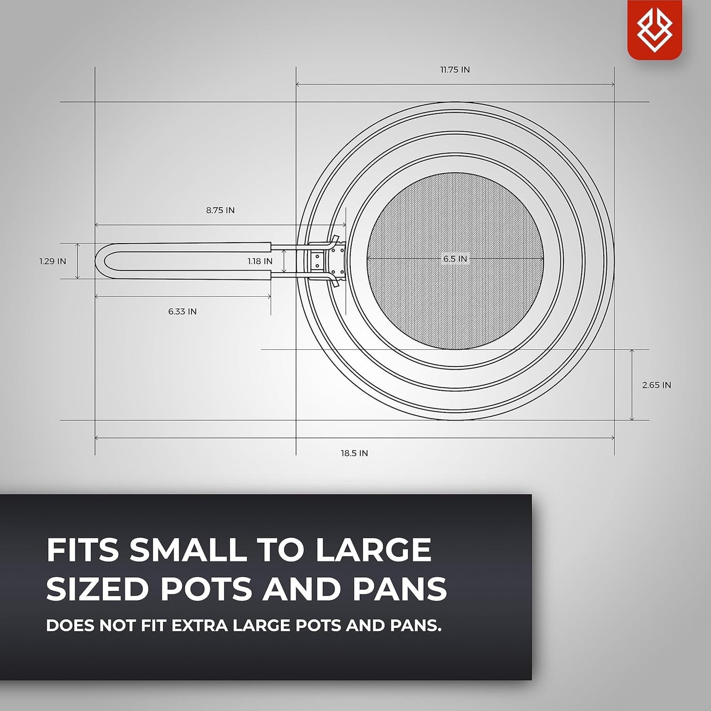 Dishwasher-Safe Splatter Screen Splash Guard for Kitchen Frying Pan Grease - Shields 99% of Stove Top from Bacon, Oil, or Deep Fryer - Easy to Clean or Store - Foldable Heat-Resistant Silicone Handle