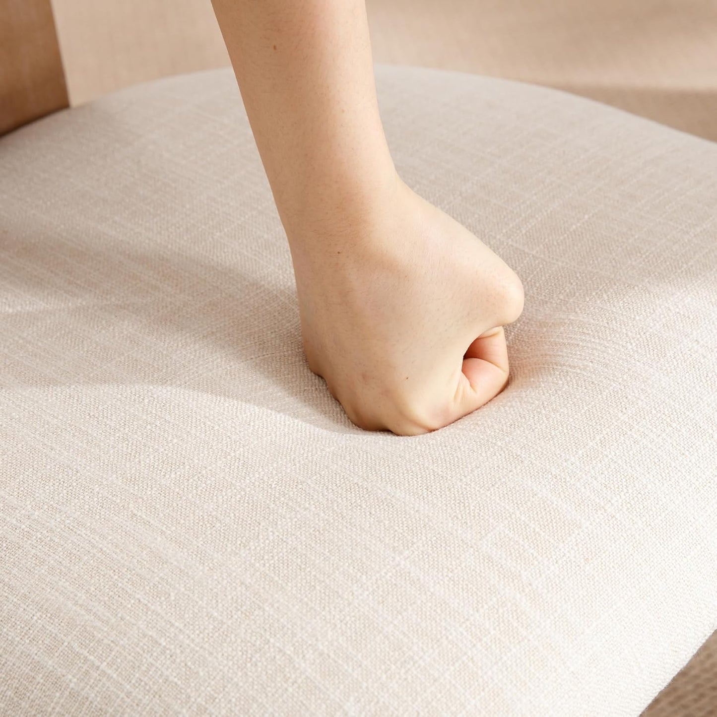 chairus Dining Chairs Set of 4 Linen Fabric Diner Chairs Farmhouse Wood Chairs for Kitchen and Dining Room, Beige