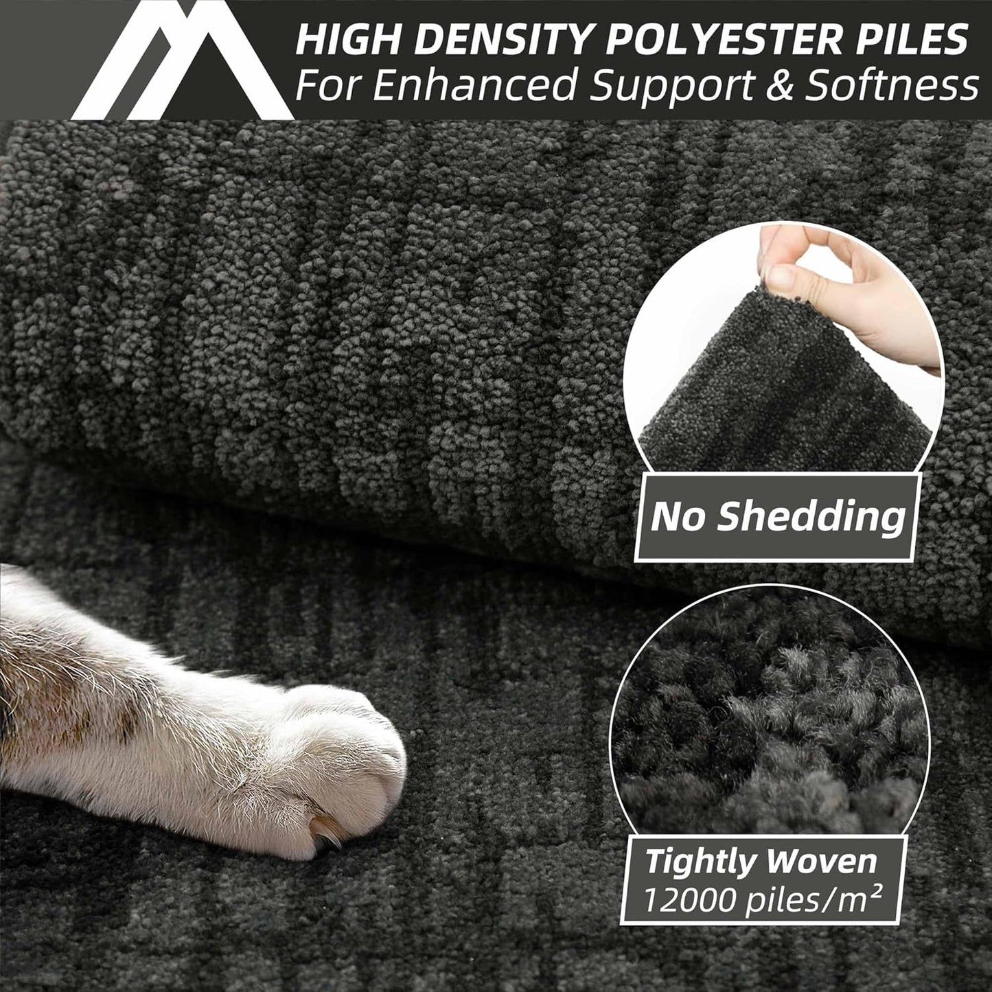 COSY HOMEER Kitchen Rugs 20"x32"+20"x48" Absorbent Soft Kitchen Mats for Floor Non Slip Kitchen Runner Rug Polyester Washable Kitchen Floor Mats for Sink Mat,Hallway,Laundry,Dark Grey