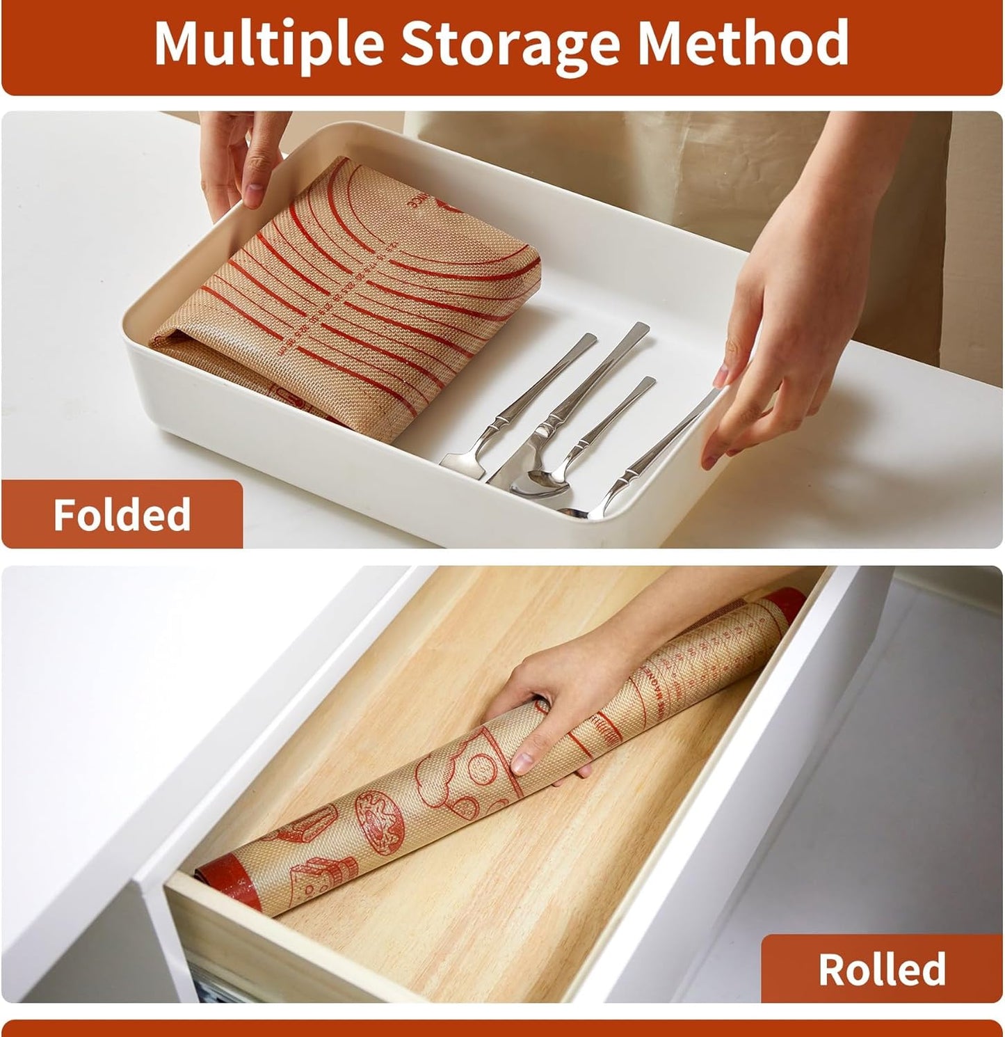 Silicone Baking Pastry Dough Mat - 28x20Inch Extra Large Cookie Bread Rolling Mats Sheet, Nonstick Kitchen Counter Kneading Board, Thick Reusable Pie Cookies Pizza Fondant Making Matt with Measurement