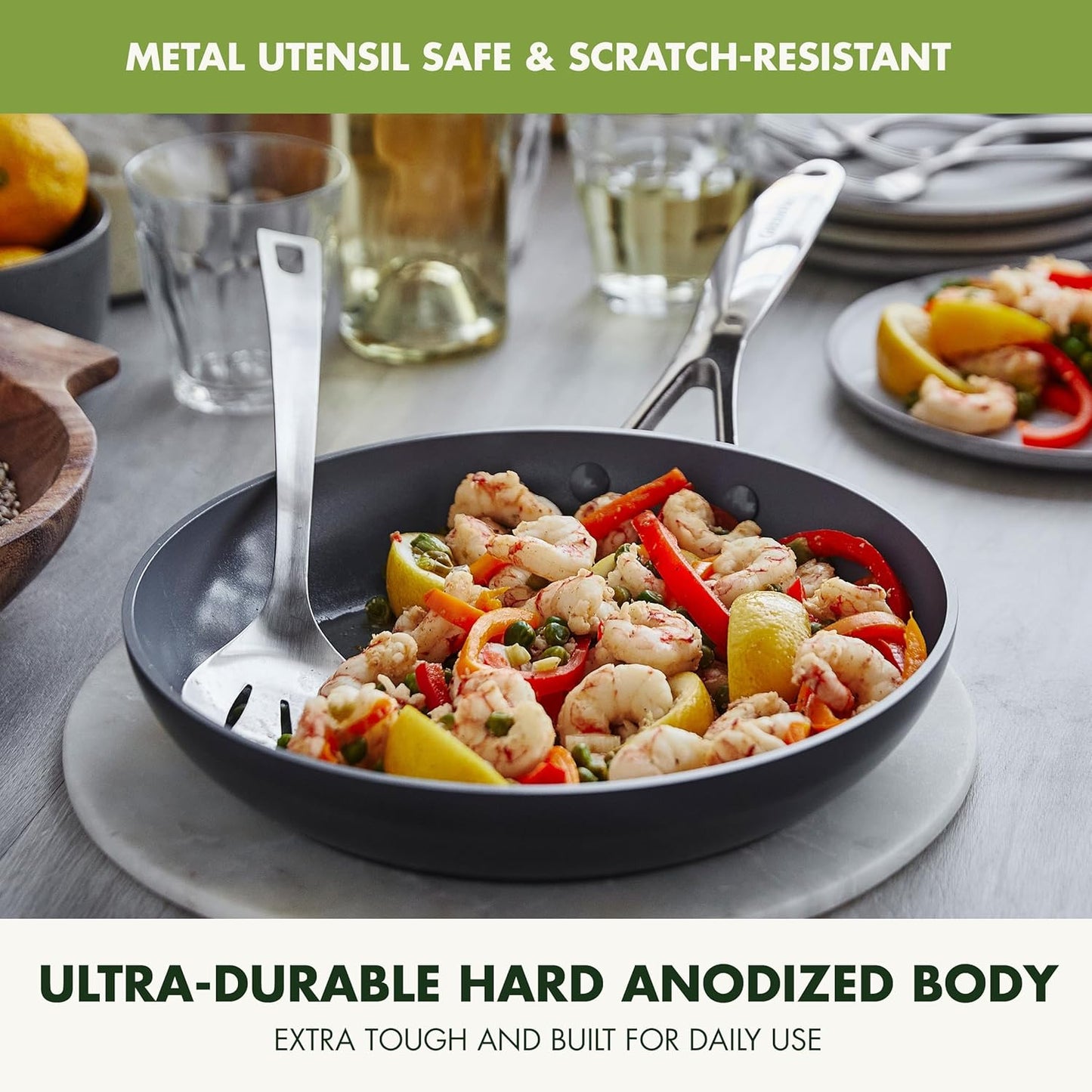 GreenPan Valencia Pro Hard Anodized Healthy Ceramic Nonstick 10" Frying Pan Skillet, PFAS-Free, Induction, Dishwasher Safe, Oven Safe, Gray