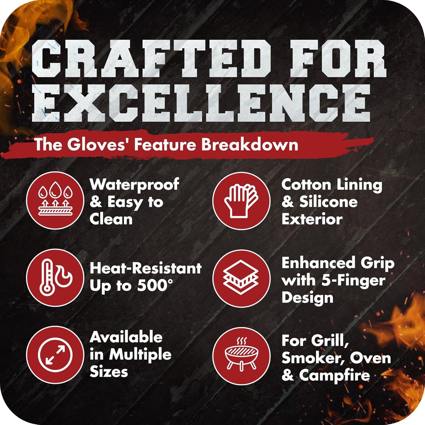 KITCHEN PERFECTION XL Silicone Smoker Oven Gloves-Extreme Heat Resistant BBQ Gloves-Handle Hot Food Right on Your Grill Fryer&Pit|Waterproof Grilling Cooking Baking Mitts|Superior Value Set+3 Bonuses