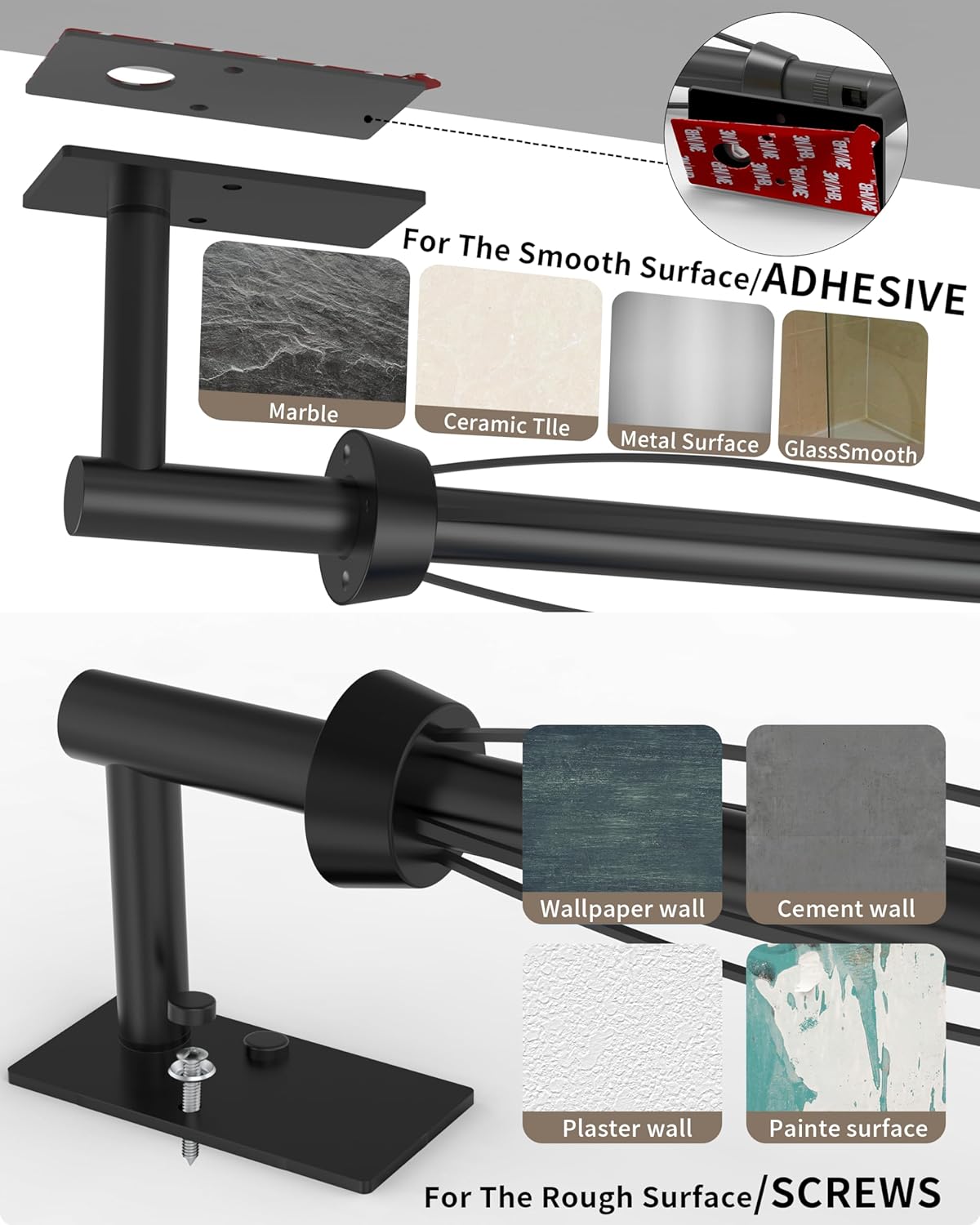 Paper Towel Holder Under Cabinet, Self Adhesive or Wall Mount Matte Black Hanging Paper Towel Holder with Damping Effect, Single Hand Operable, Stainless Steel for Kitchen Bathroom