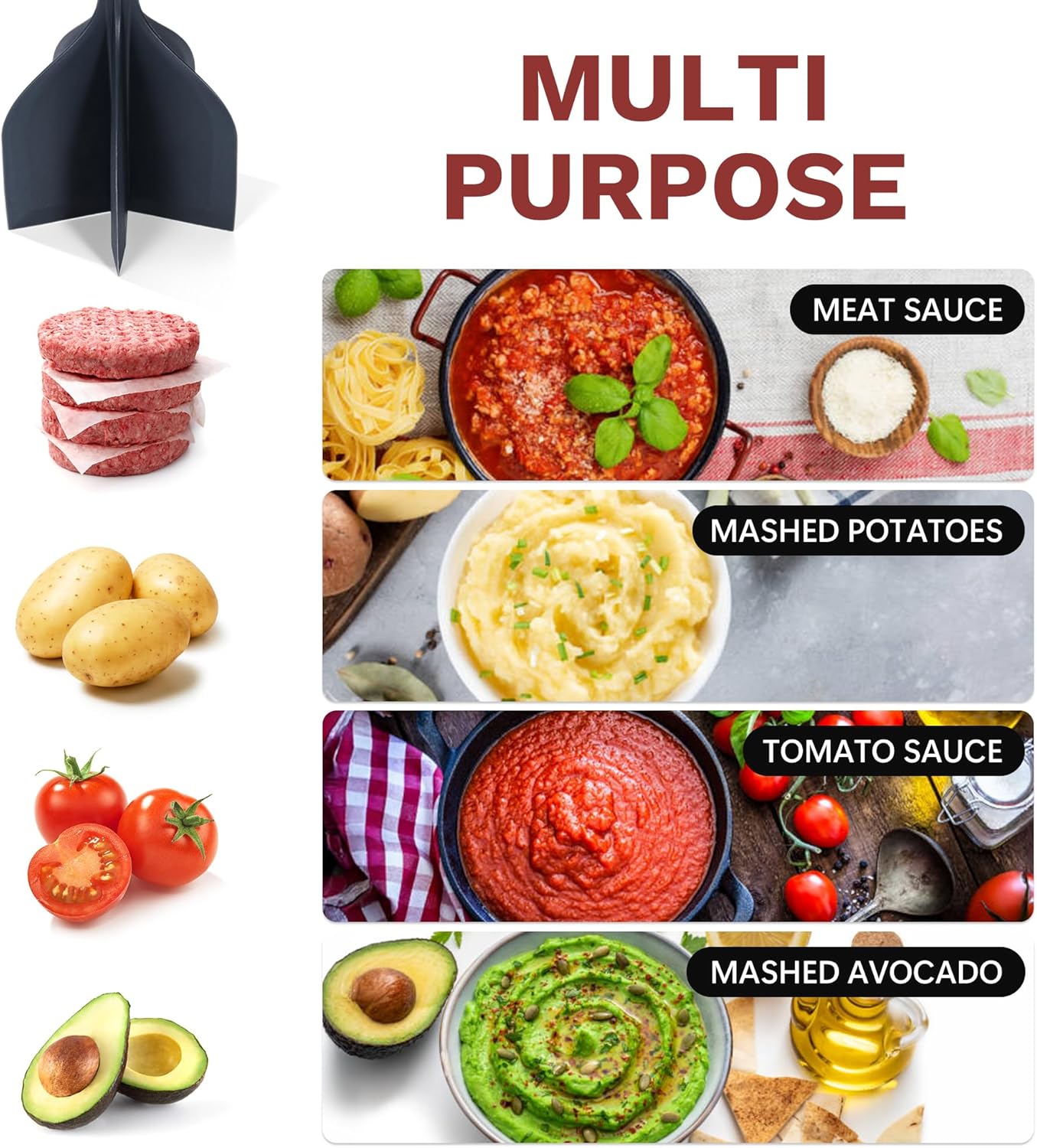 Li&Zhao Ground Beef Chopper Tool - Meat Chopper for Ground Beef Ground Meat Smasher Hamburger Smasher Tool Ground Beef Masher Meat Spatula Chopper Potato Mashers Heat Resistant Nylon for Mix and Chop