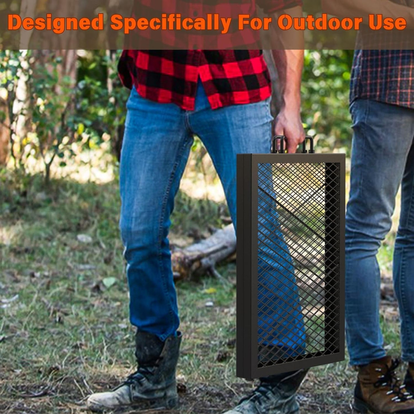 Onlyfire Foldable X-Marks Fire Pit Cooking Grate, Portable Rectangle Campfire Grill Grate with Handles, Heavy Duty Steel Campfire BBQ Grill for Outdoor, 44 inch