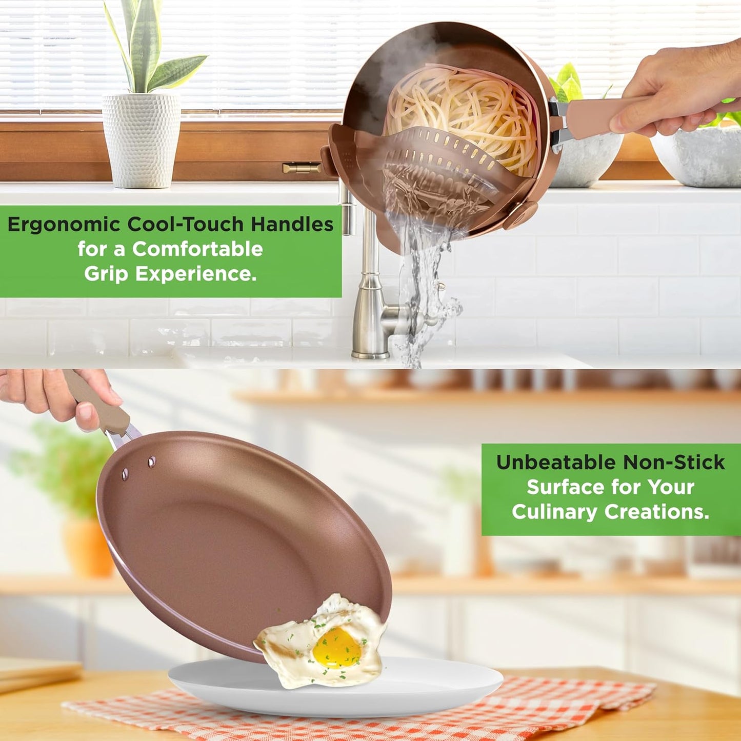 20-Piece Nonstick Kitchen Cookware Set - PTFE/PFOA/PFOS-Free Heat Resistant Lacquer Kitchen Ware Pots Baking Pan Set w/ Saucepan, Frying Pans, Cooking Pots, Oven Pot, Lids, Utensil - NutriChef NCCW20S