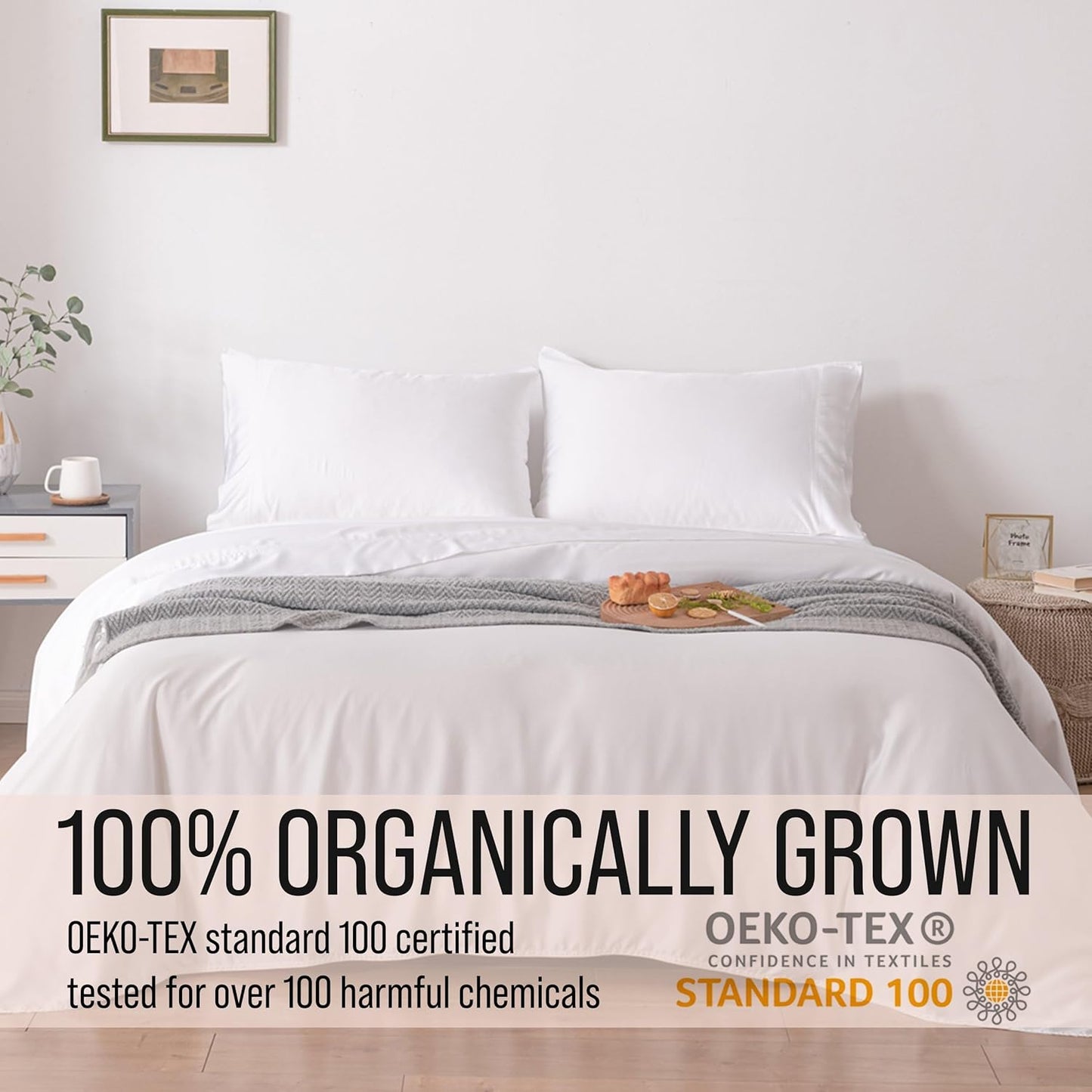 Bella Coterie Luxury Bamboo Viscose Twin Size Sheet Set | 100% Organically Grown | Ultra Soft | Cooling for Hot Sleepers | 18" Deep Pocket [White]