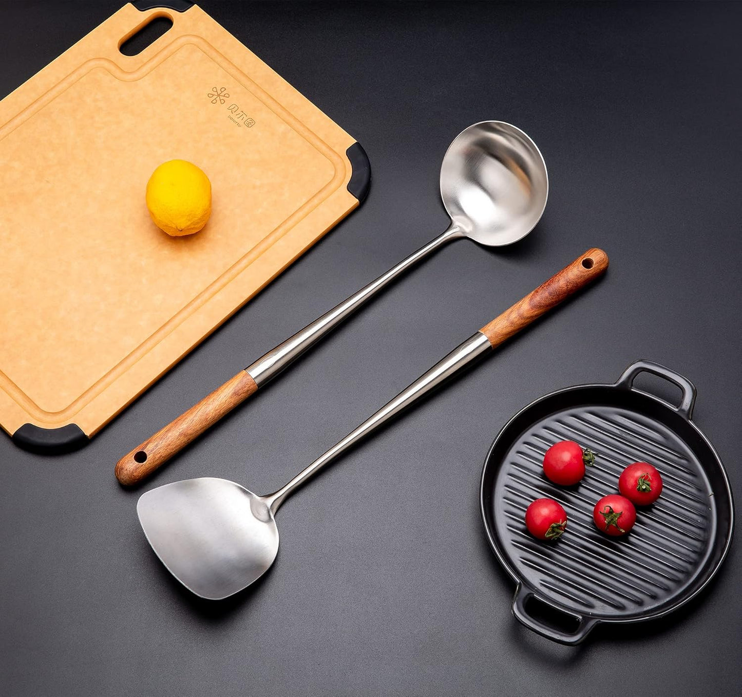 FJNATINH Wok Spatula - 17 Inch Stainless Steel Wok Turner for Cast Iron Skillet