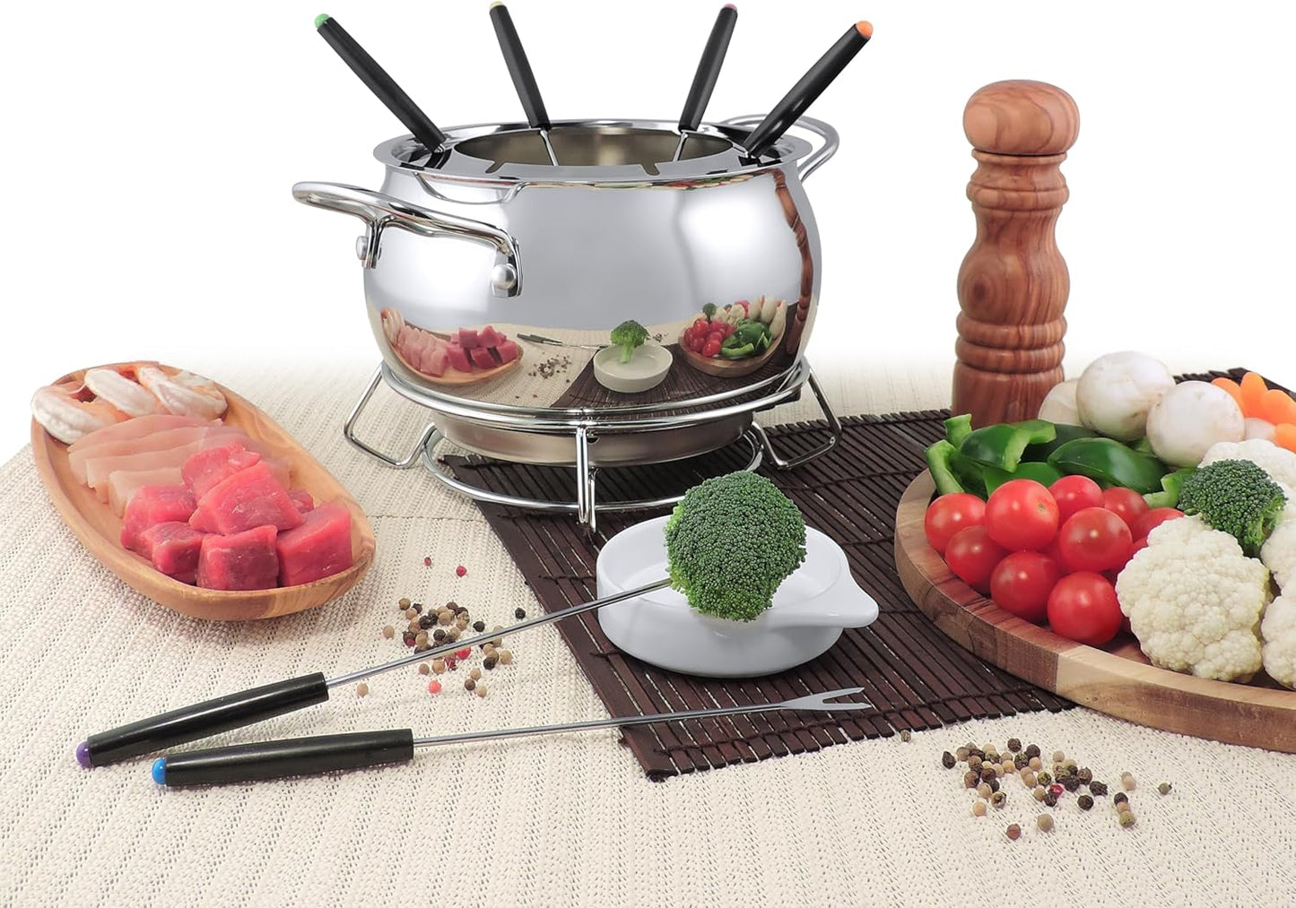Swissmar Mont Brule 9 Pieces Electric Fondue Set - Perfect Cheese & Chocolate Melting Pot for Dipping - Versatile Fondue Maker & Ideal Gift for Entertaining, Weddings, or Housewarming - 2.1Q / 2L