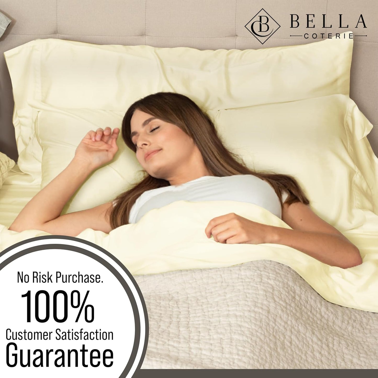 Bella Coterie Luxury Bamboo Viscose Queen Size Sheet Set | 100% Organically Grown | Ultra Soft | Cooling for Hot Sleepers | 18" Deep Pocket [Lemonade]