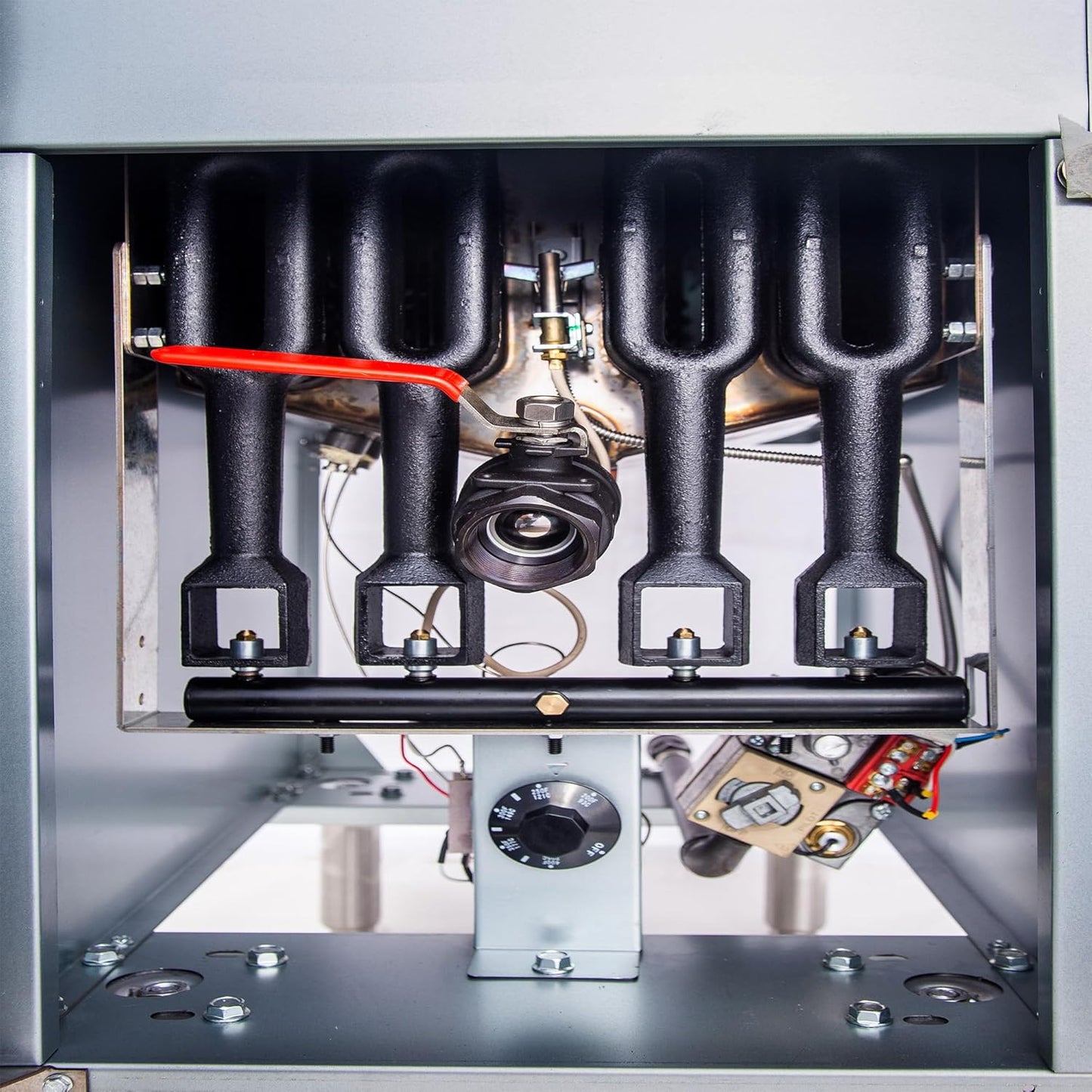 CLIVIA Liquid Propane Deep Fryer, Commercial Floor Fryer with 2 Baskets, 55 lb. Capacity with 4 Burners, 120,000 BTU Propane Fryer for Restaurants