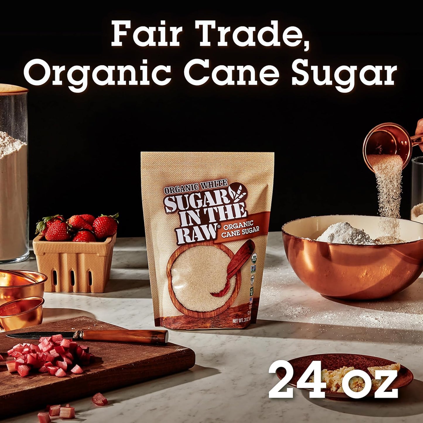 Sugar In The Raw Organic Granulated White Premium Cane Sugar, Pure Natural Sweetener, Hot & Cold Drinks, Coffee, Cooking, Baking, Vegan, Gluten-Free, Non-GMO, Bulk Sugar, 24 oz Bag (1-Pack)