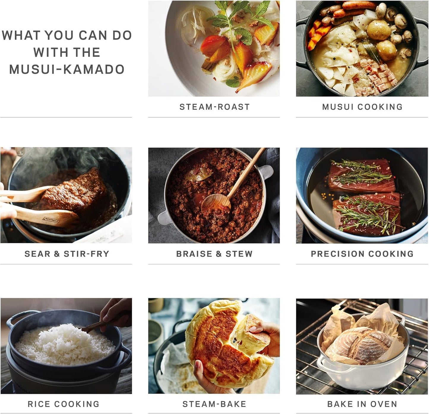 Vermicular Musui–Kamado (RICEPOT) | Cast Iron Induction Cooker | Precision Multicooker | Japanese Rice Cooker | Slow Cooker | Non-Toxic Enameled Cast Iron Pot | Charcoal | US Model (120V)