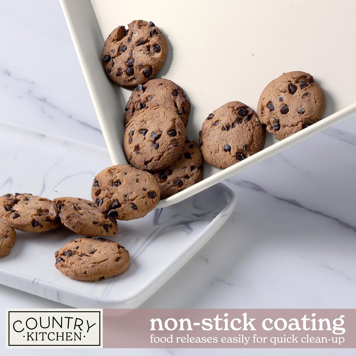 Country Kitchen Nonstick Stackable Bakeware Set - Deluxe Heavy Duty, Durable, Easy Release Baking Set, Pink, 13 Pcs with Handles