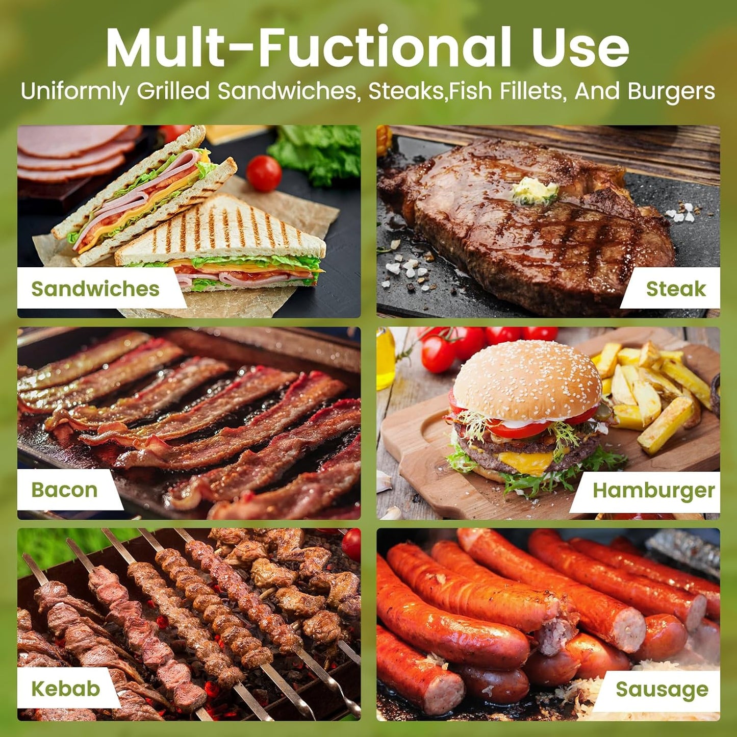 Blackstone Burger Press Set - 7" Round smash burger press & 8.3"x4.3" Rectangle Cast Iron Grill Press with Wooden Handle - Smasher is perfect for Blackstone Griddle, Pitboss Weber Griddle Grills