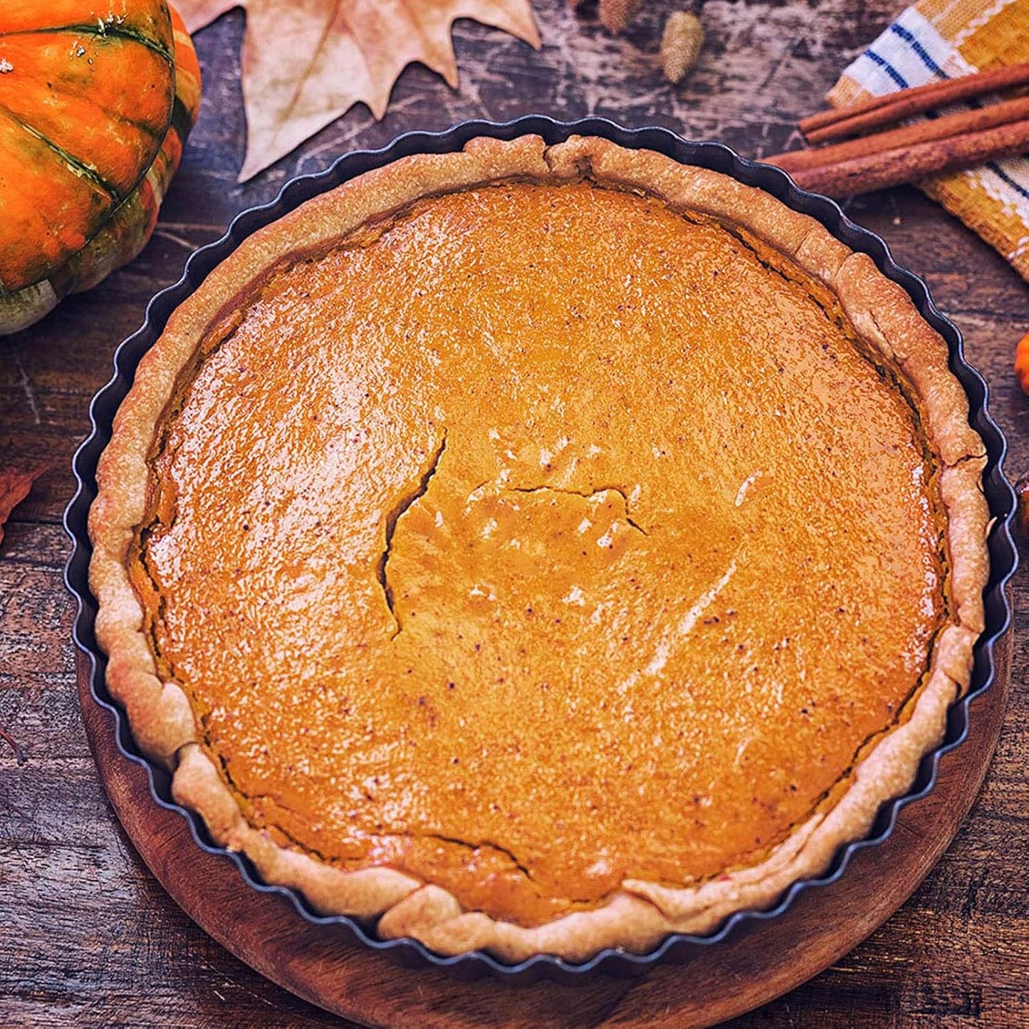 2 Pack Nonstick Tart Pan, Quiche Pan, Carbon Steel Deep-dish Pie Pan with Removable Loose Bottom (11 In)