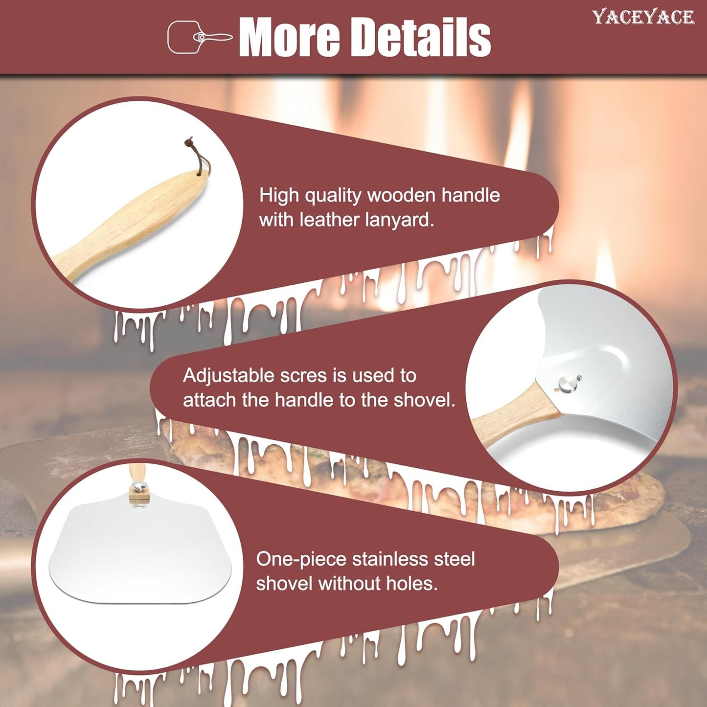 Metal Pizza Paddle with Cutter, 12-inch Metal Pizza Peel with Foldable Wooden Handle, Aluminum Turning Tunner