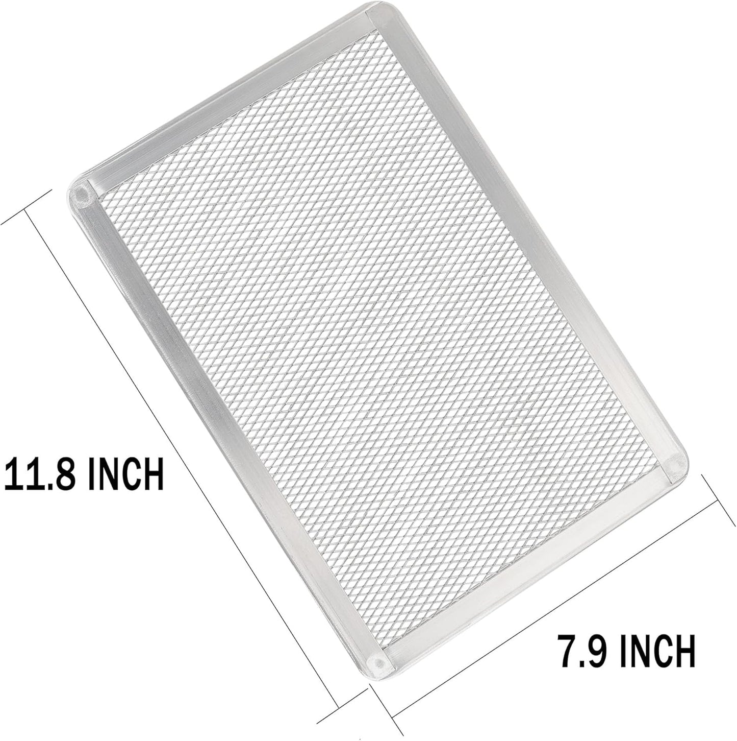 Pizza Screen 8 x 12 Inch 2 Pack Rectangular Aluminum Pizza Pan Restaurant-Grade Flatbread Screen Pizza Crisper Pan,Oven-Safe