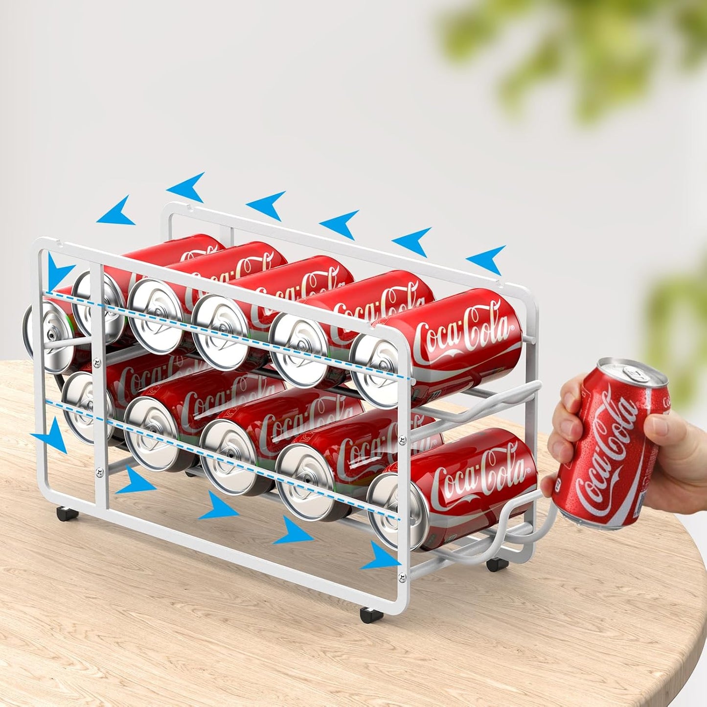 Soda Can Organizer Storage Rack, 2 Pack Stackable Beverage Soda Can Dispenser Organizer Holder for Refrigerator, Cabinet, Pantry (White)