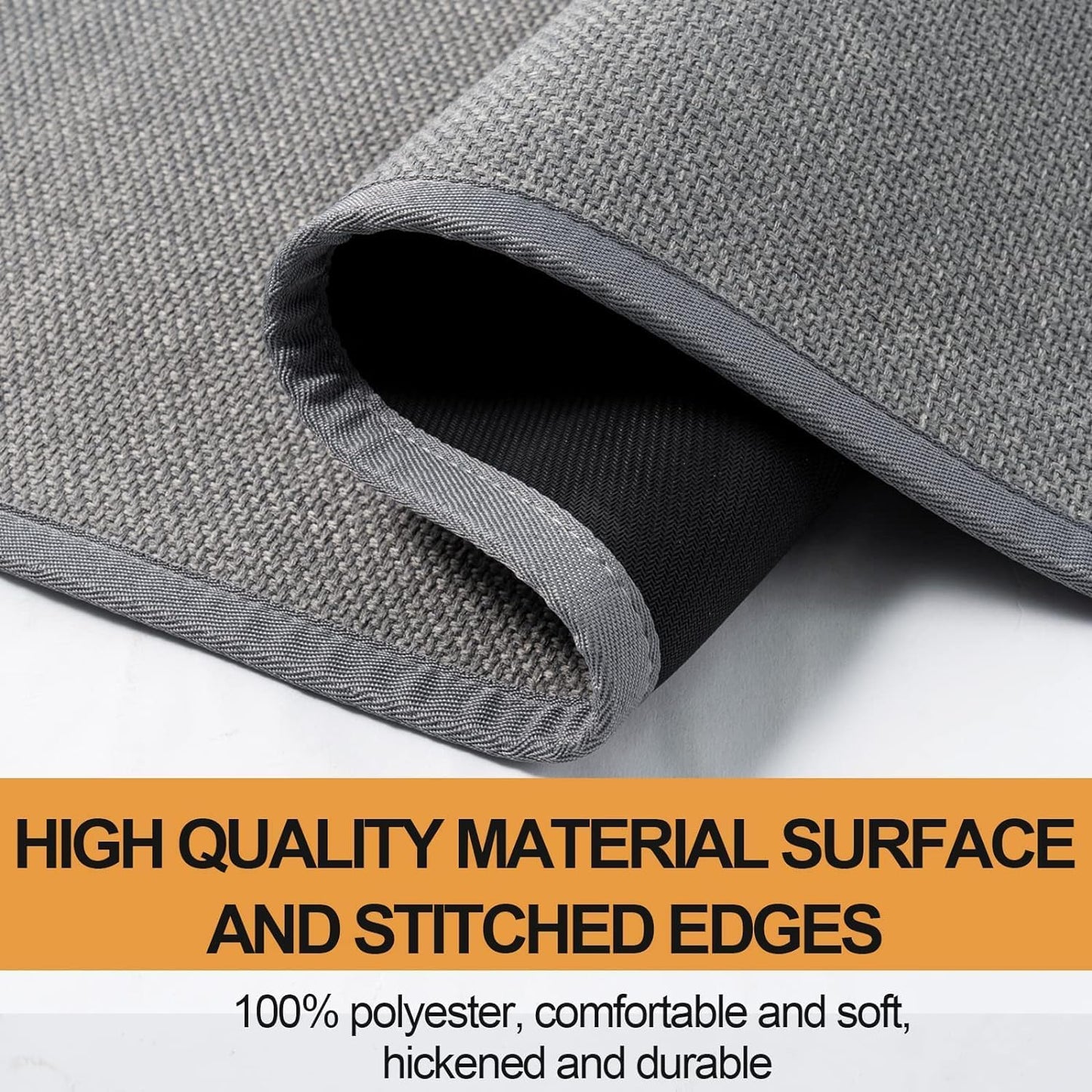 Fan Shaped Kitchen Mat 1 PCS, Cushioned Non Slip Rugs for Kitchen Floor, Absorbent Runner Comfort Standing Mats Washable for Kitchen, Office, Home (Grey, Radius 47")