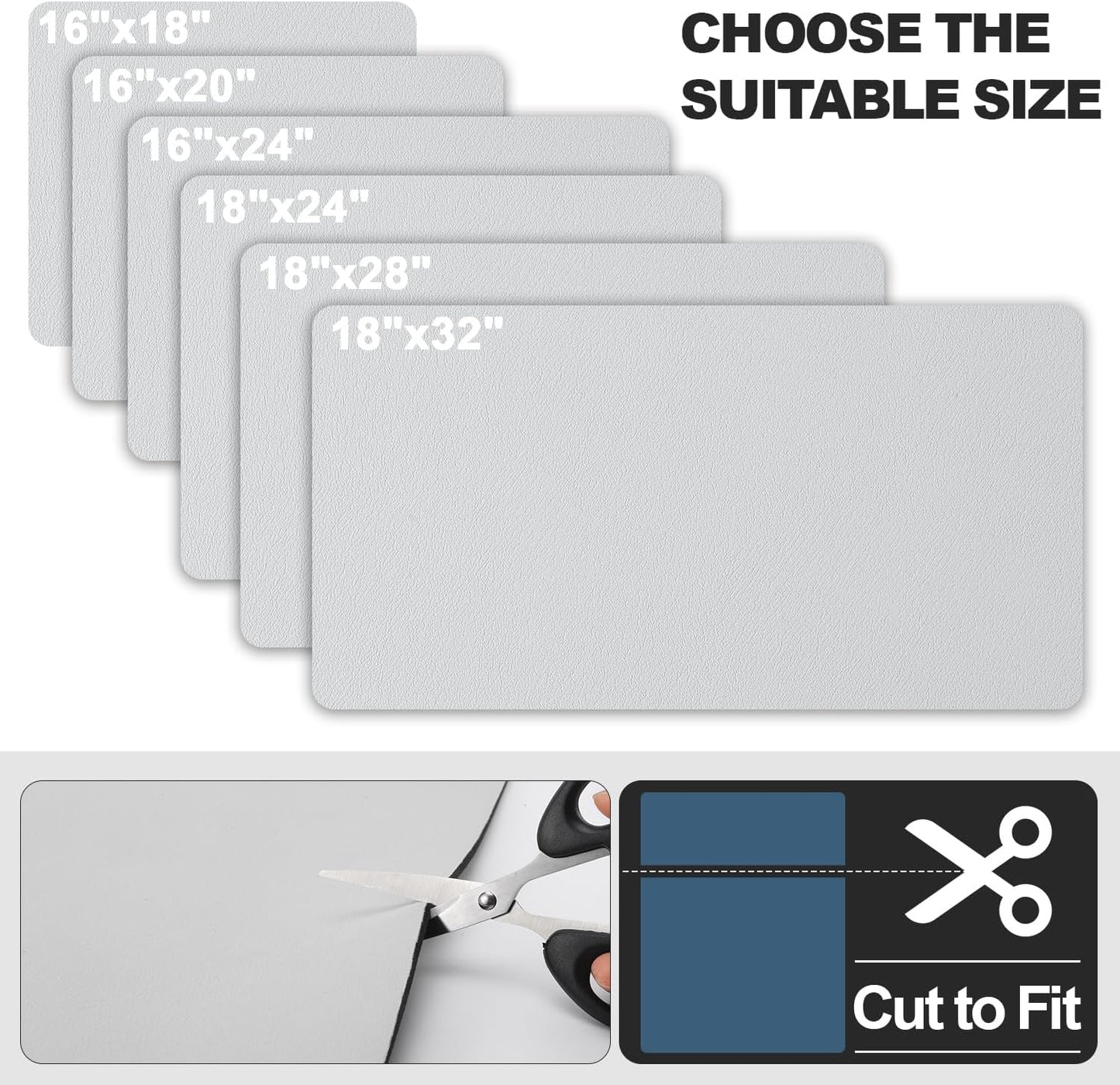 Dish Drying Mat for Kitchen Counter | Coffee Bar Mat for Countertops | Heat Resistant Drainer Mat with Non-slip Rubber Backed | Hide Stain Kitchen Absorbent Draining Mat | Light Grey 16"x18"