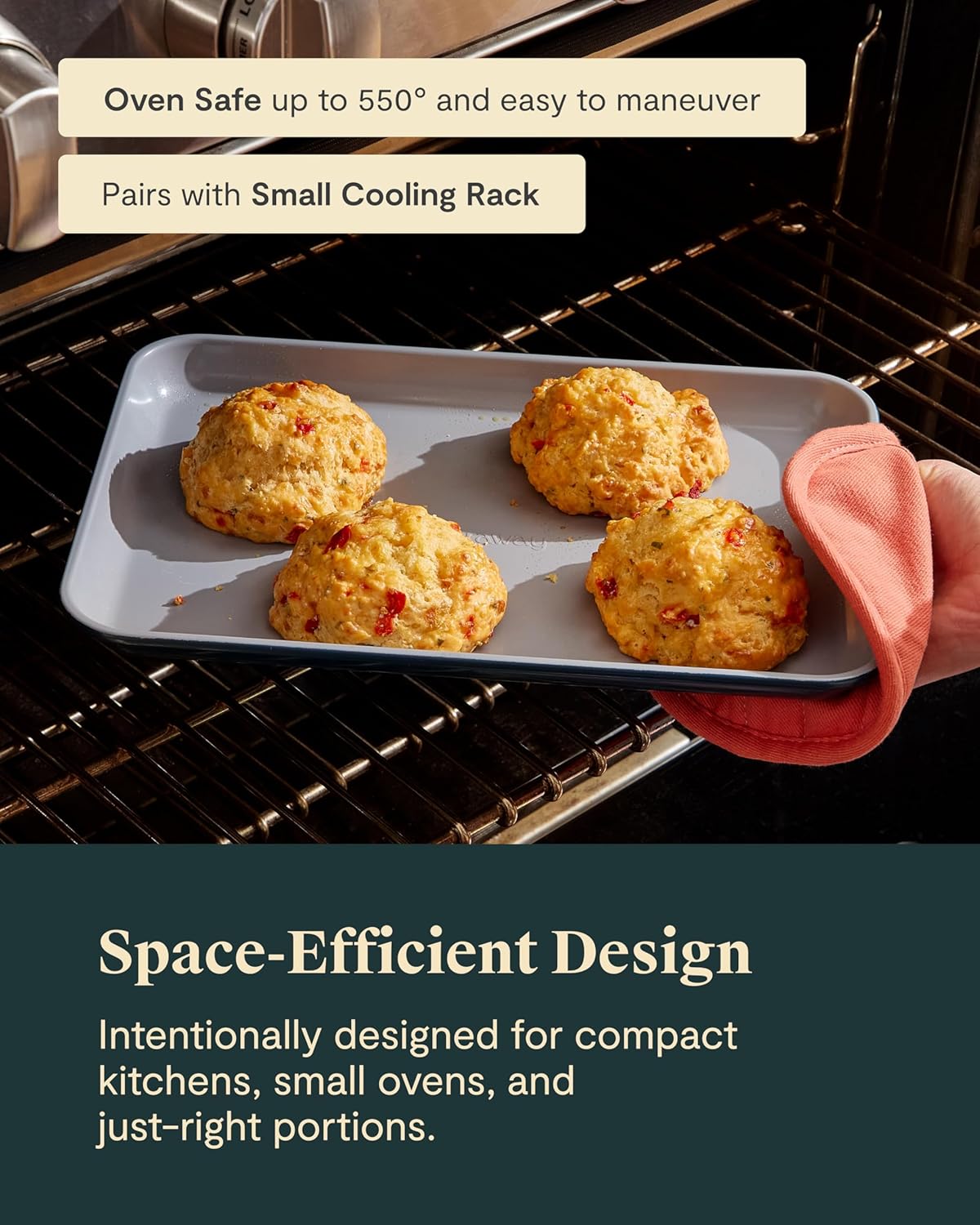 Caraway Nonstick Ceramic Small Baking Sheet (9x13”) – Non-Toxic, PTFE & PFOA Free – Oven Safe – Aluminized Steel Core – Mini Sheet Pan for Baking, Roasting & More - Sage