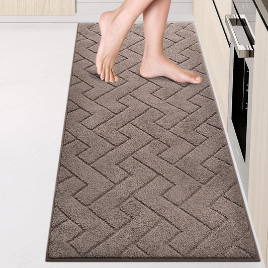 Machine Washable Kitchen Rugs 24" x 70", Non-Slip Kitchen Runner Rugs Mats for Floor, Absorbent Comfort Standing Mats for Kitchen, Sink, Laundry and Hallway, Rolled Packaging, Grayish Brown
