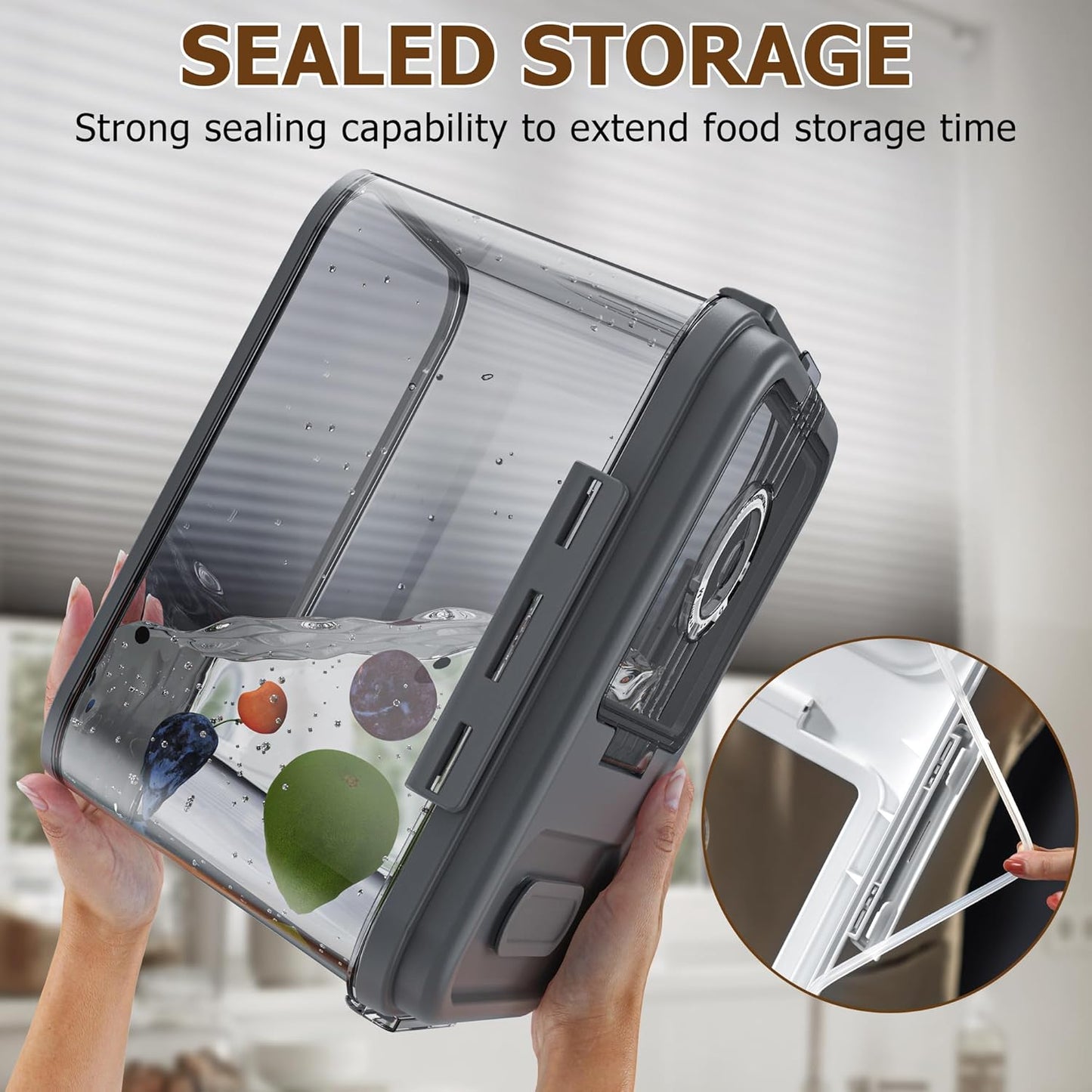 Bread Box, 10L Gray Airtight Braed Storage Container, Bread Box For Kitchen Countertop, Time Recording Bread Keeper with Lid, Flip-Top Bread Holder.