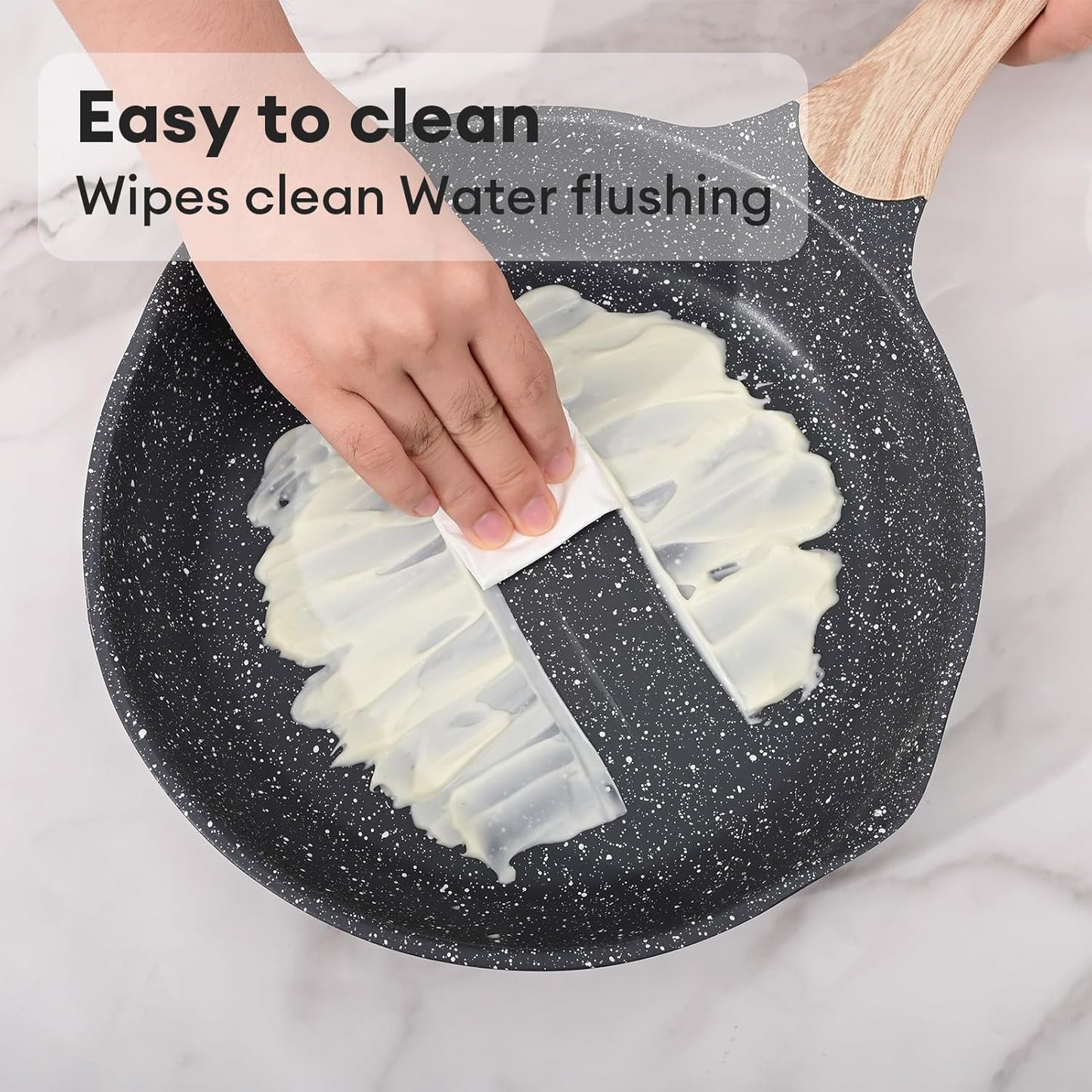 JEETEE 9.5 Inch Nonstick Frying Pan, Stone Coating Cookware, Nonstick Omelette Pan with Heat-Resistant Handle, Induction Skillet for Eggs (Grey)