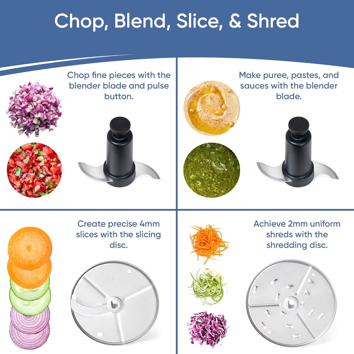 TK Tartle Commercial Food Processor - Heavy-Duty 600W Chopper, Slicer, Shredder & Blender w/Vegetable Prep Lid, Continuous Feed, 3L Mixer Bowl & Stainless Steel Blades