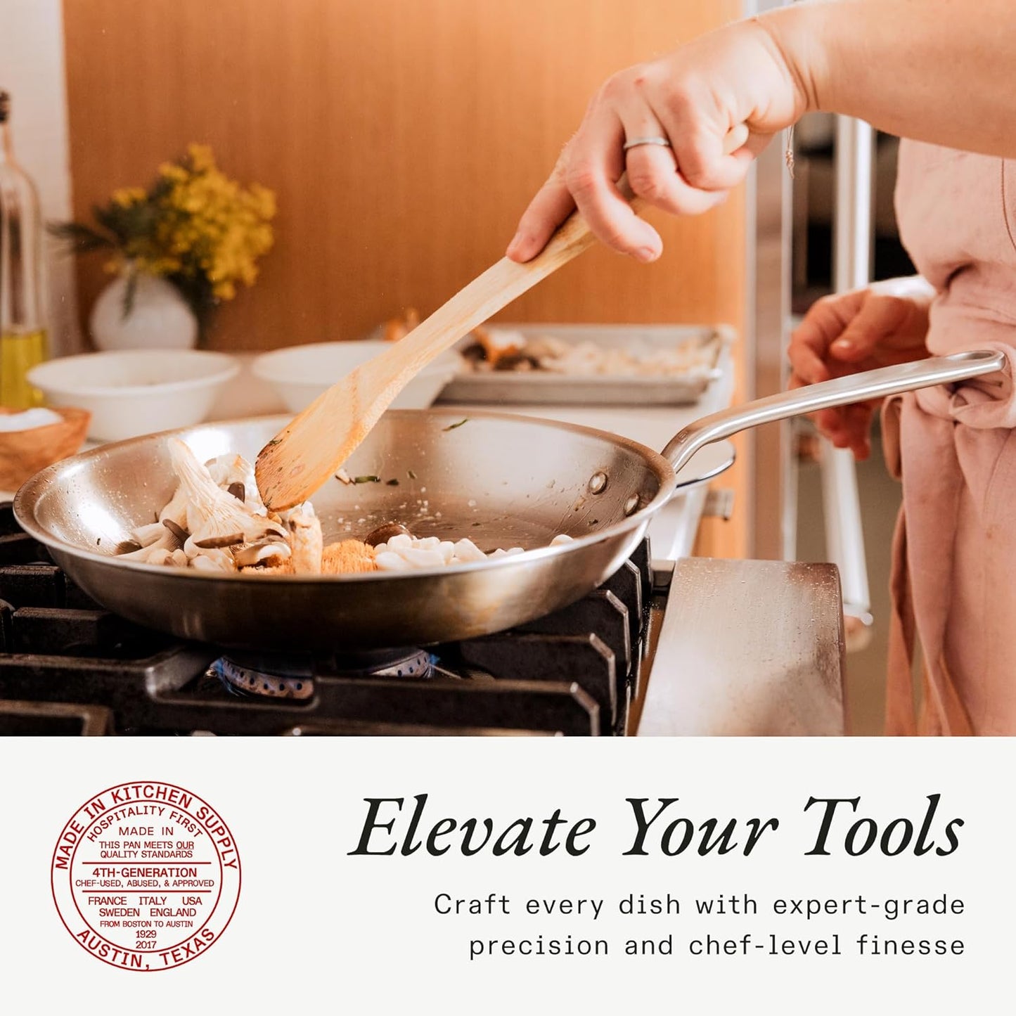 Made In Cookware - 12-Inch Stainless Steel Frying Pan With Lid - 5 Ply Stainless Clad - Professional Cookware - Crafted in Italy - Induction Compatible