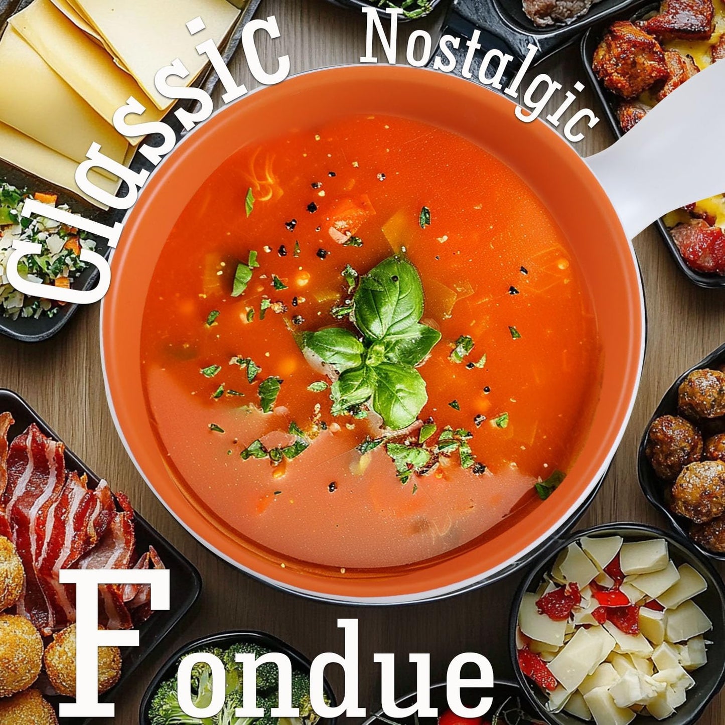 Artestia Swiss Fondue Set for Party - 2L Large Capacity Ceramic Fondue Pot Melting Cheese Chocolate, 6 Fondue Forks, Fondue Party, Wedding Gifts - Autumn Amble