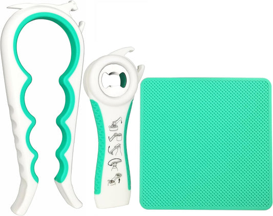 Latest Jar Opener and 5 in 1 Bottle Opener with Rubber Jar gripper Pad Ideal for Seniors with arthritis Weak Hands and Low Strength