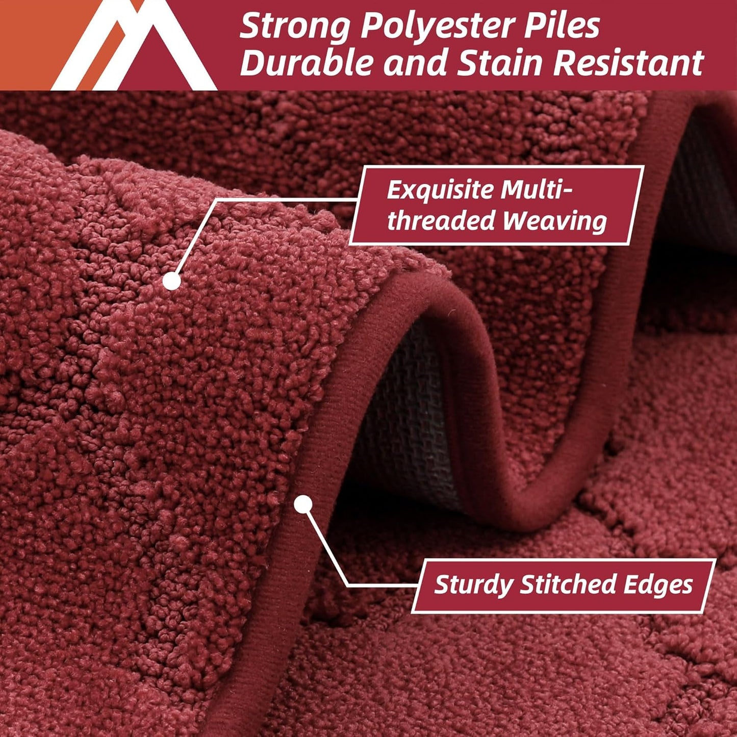 COSY HOMEER Soft Kitchen Floor Mats for in Front of Sink Super Absorbent Rugs and 20"x59" Non-Skid Mat Standing Washable,Polyester,Red