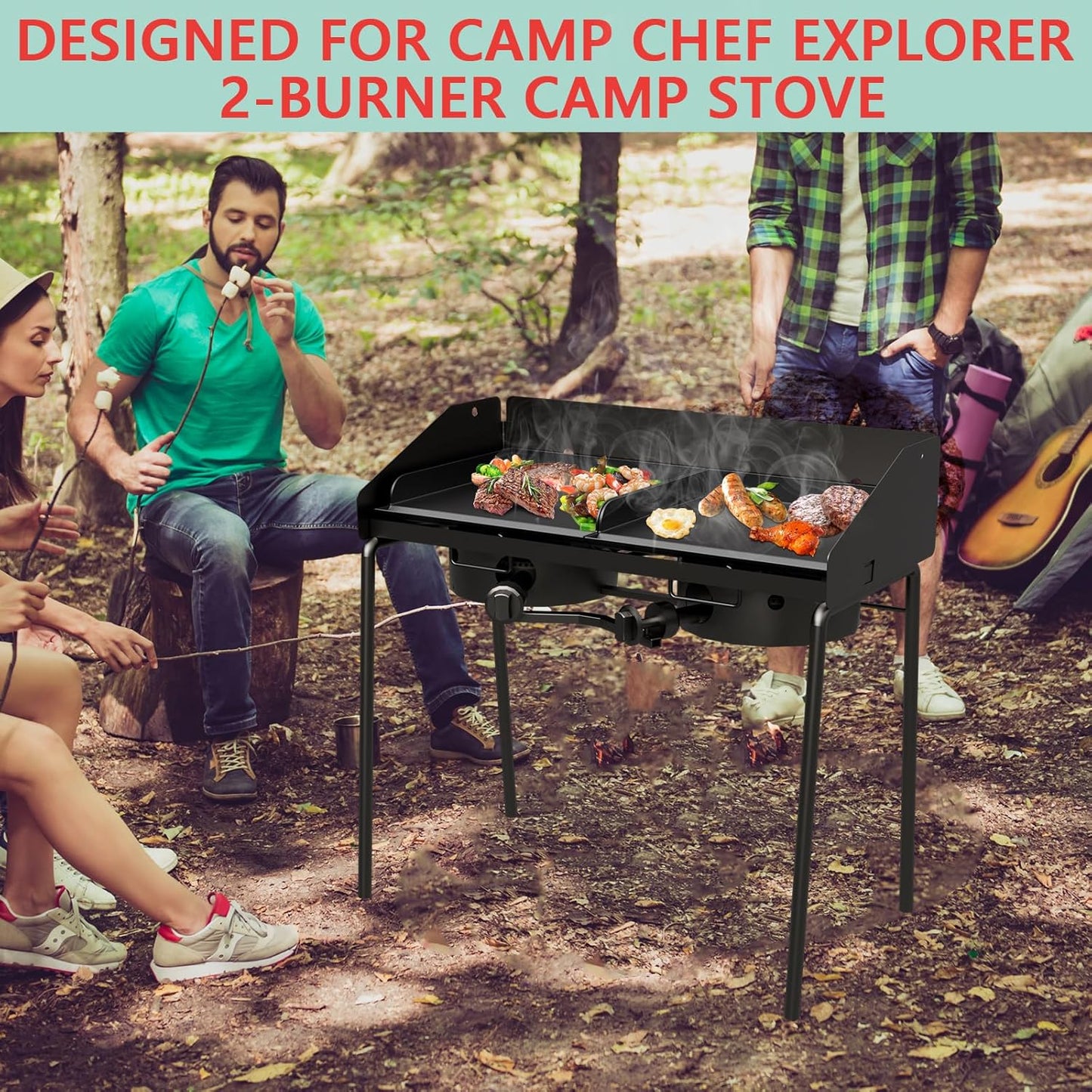 14" x 16" Universal Flat Top Griddle for Camp Chef EX280LW YK60LW EX90LW EX60LW SB30D EX60FP DB60D EX60P EX60B, Fry Griddle Pan for Most Double Burner Stove/14" Cook System Single & Gas Grill