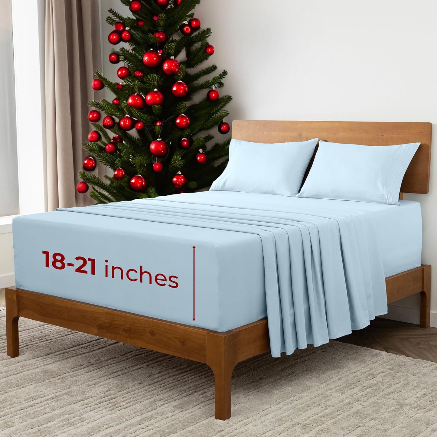 Mellanni Extra Deep California King Sheets - 4 PC Iconic Collection Bedding - Hotel Luxury, Ultra Soft, Cooling Bed Sheets - Wrinkle, Fade, Stain Resistant (Cal King, Aqua)