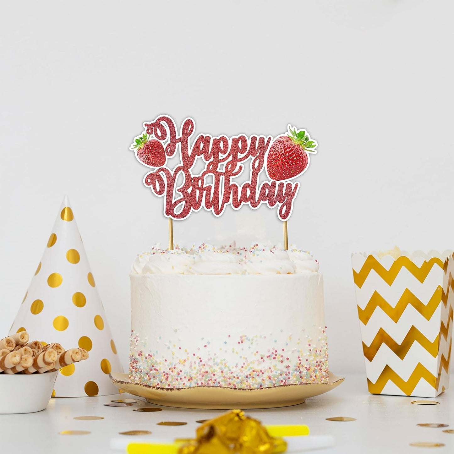 Seyal® Real Strawberry Happy Birthday Cake Topper