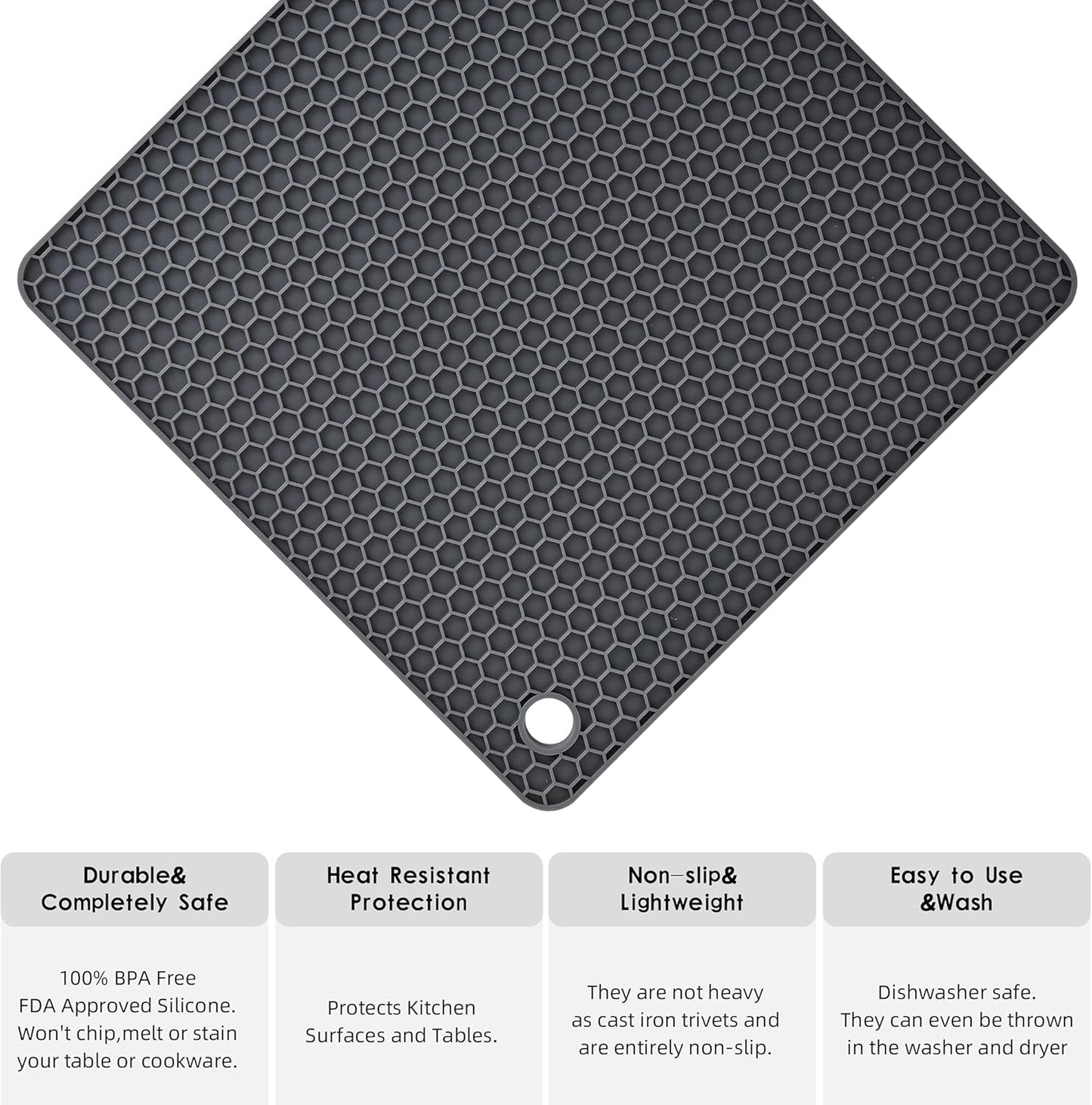 Silicone Trivets for Hot Dishes & Pans, Multi Pot Holders, Heat Resistant Mats for Countertop Set 4 Blue