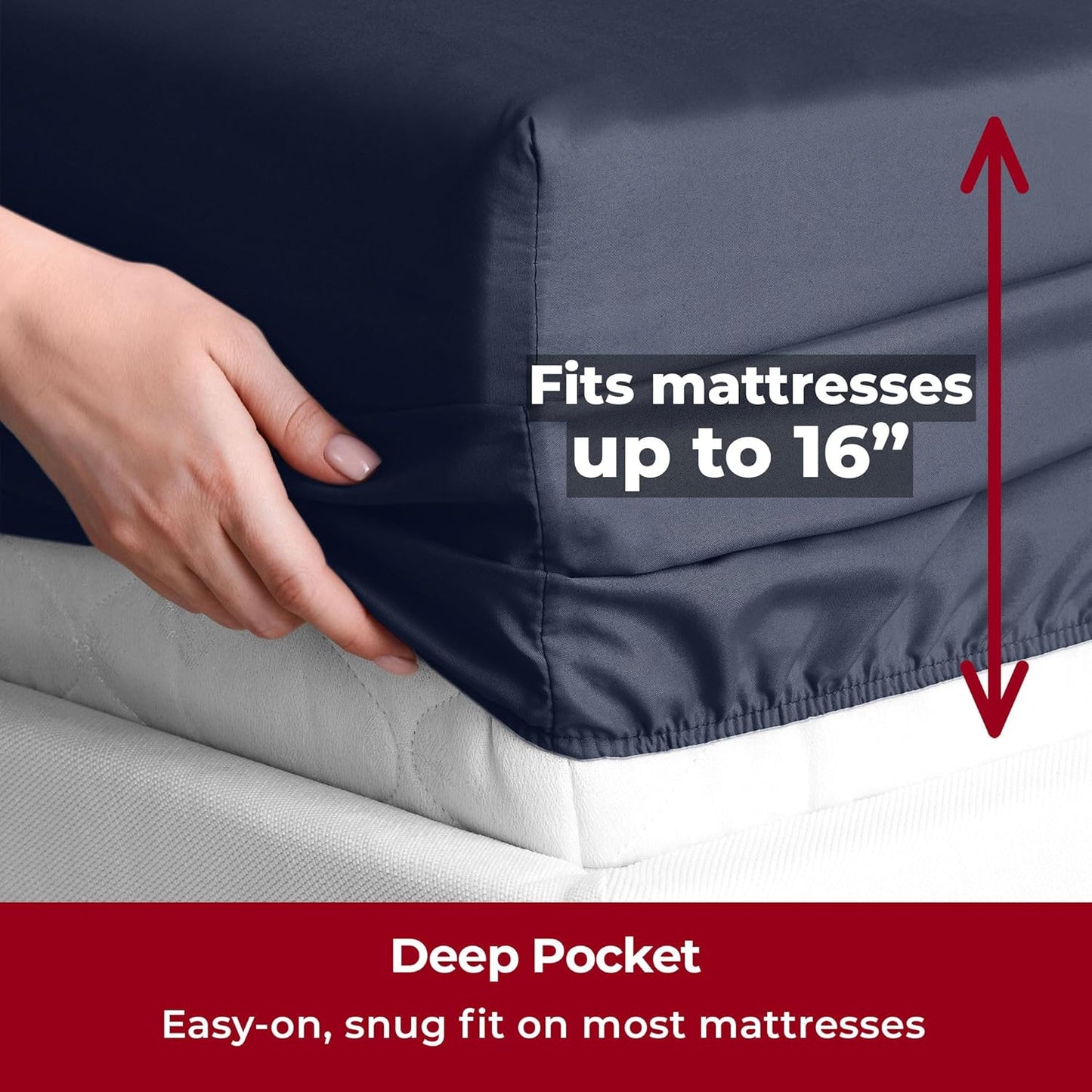 Mellanni Twin XL Sheets Set - 3 PC Iconic Collection Bedding - Hotel Luxury, Extra Soft, Cooling Bed Sheets - Wrinkle, Fade, Stain Resistant (Twin Extra Long, Navy Blue)