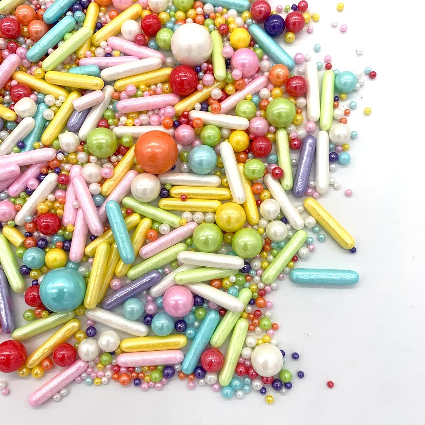 Rainbow Sprinkle Mix Pearl Sugar Candy Mix Size Baking Cake Decorations Cupcake Toppers Cookie Decorating Ice Cream Celebrations Shaker Jar Wedding Shower Party (130g/4.58oz）