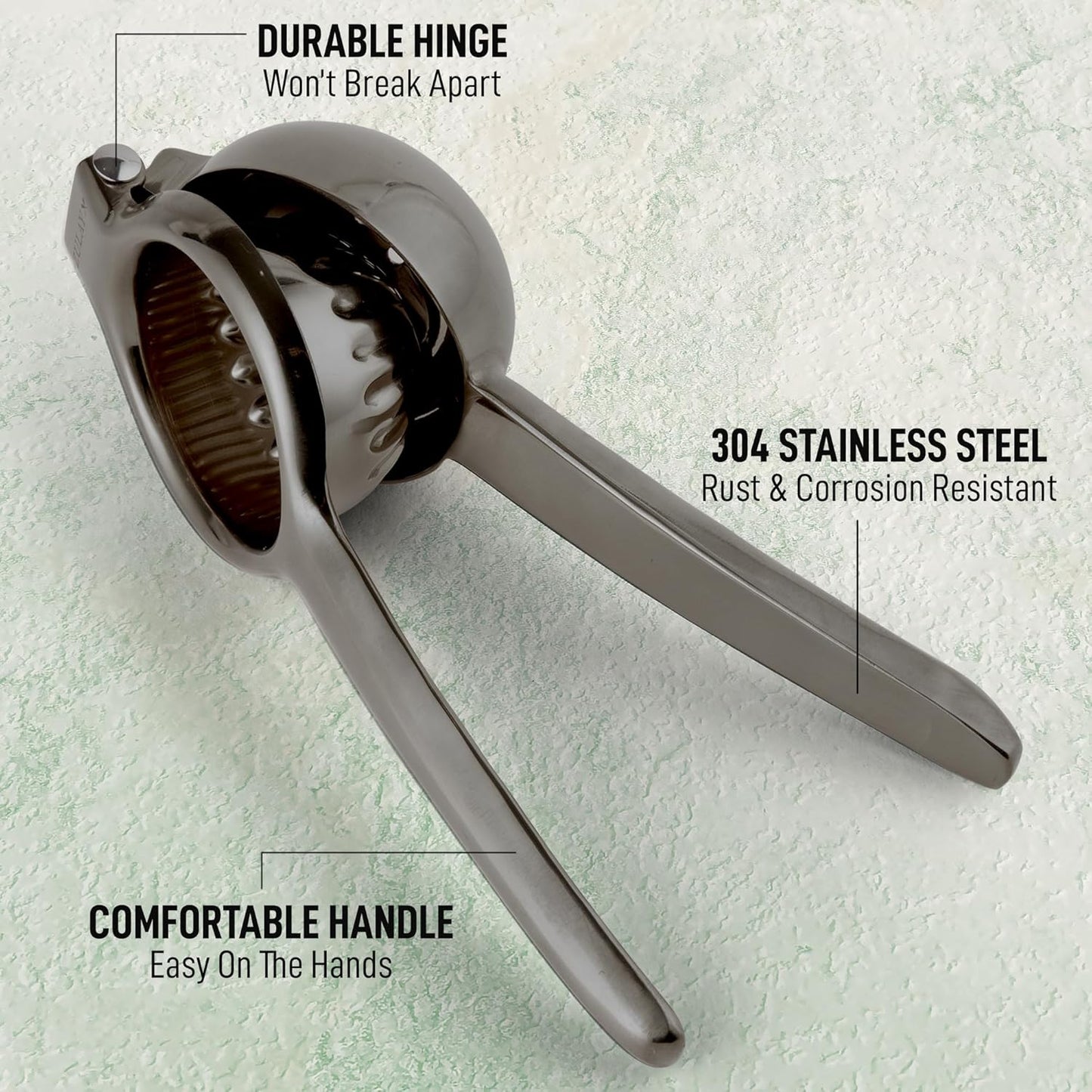 Zulay Extra Large Lemon Squeezer Stainless Steel - Easy Squeeze Heavy Duty Lemon Juicer Hand Press - Ergonomic Citrus Squeezer & Fruit Juicer for Small Oranges, Lemons, & Limes