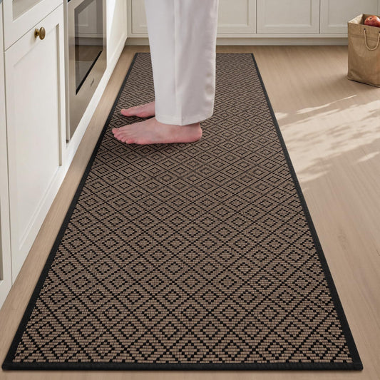 PADOOR Kitchen Runner, Rubber Backed Kitchen Runner Rugs Non Skid Washable, Super Absorbent Kitchen Mats for Floor Front of Sink, 20"x70" Black
