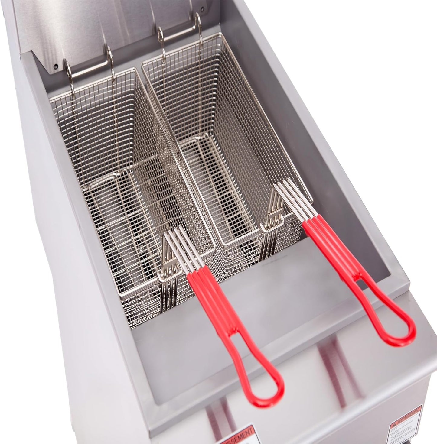 CLIVIA Gas Deep Fryer, Commercial Floor Natural Gas Fryer with 2 Baskets, 40 lb. Capacity with 3 Burners, Total 90,000 BTU Gas Powered Fryer for Restaurants